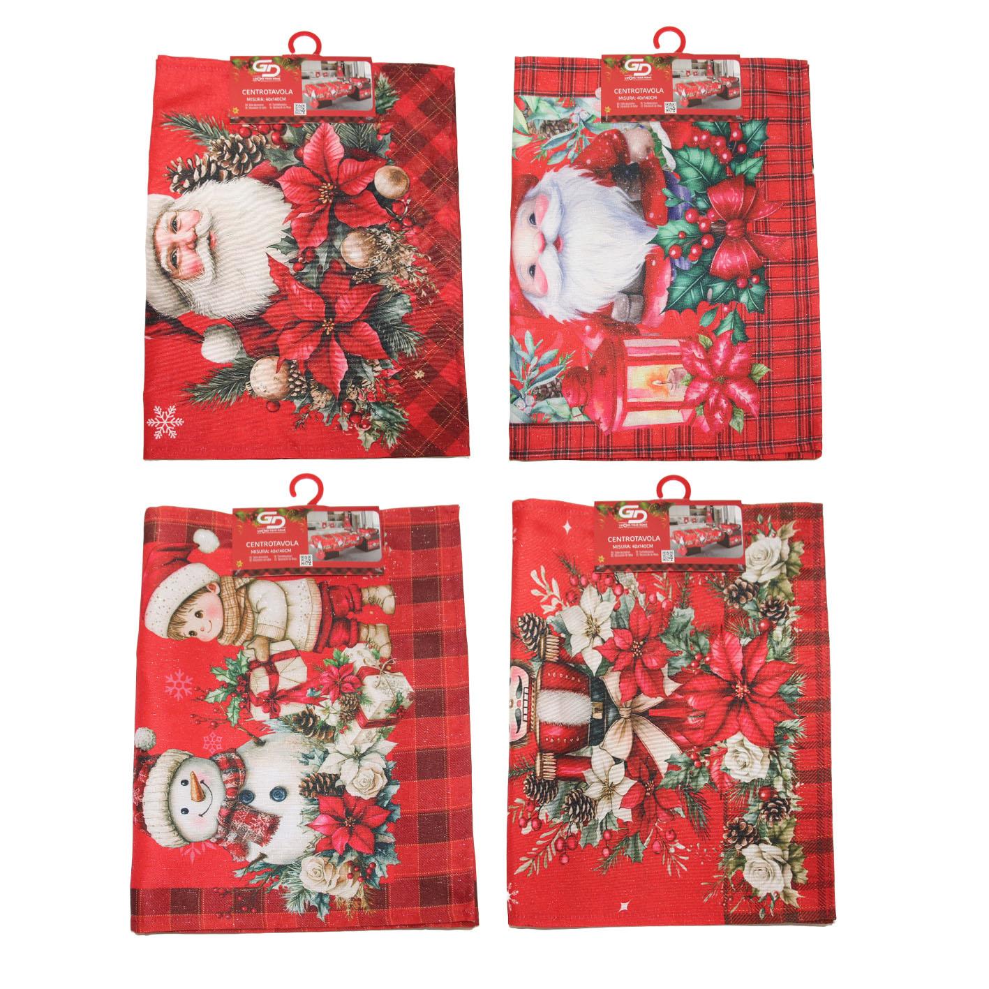 GD LOVES XMAS Runner Natalizio 40x140 cm con Filo Dorato e Argentato Decorazione Tavola Rossa Stile Elegante per le Feste in Poliestere di Alta Qualità