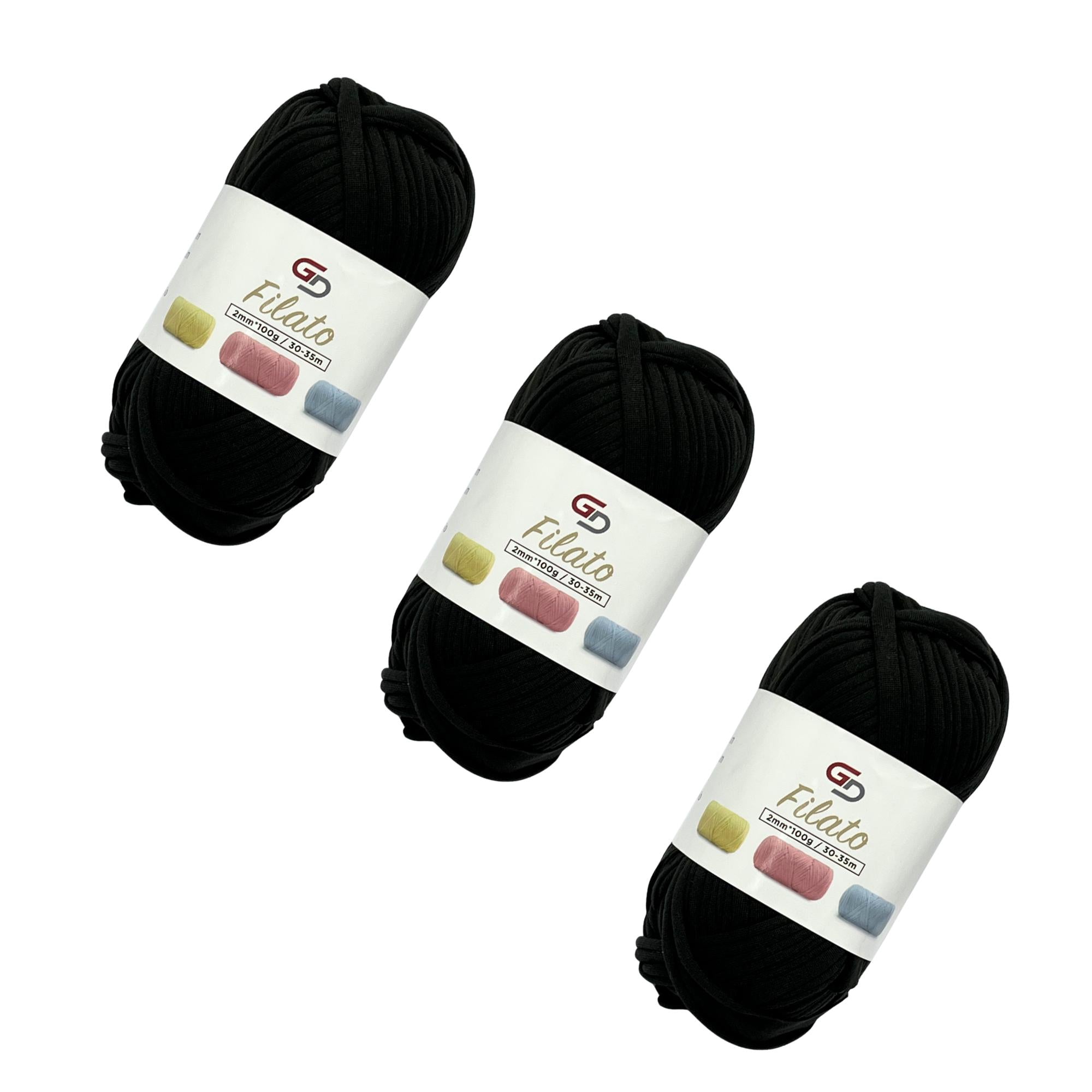 SET 3 ROTOLI DI FILATO 2MM * 100G, 30-35M, 19 COLORI DISPONIBILI