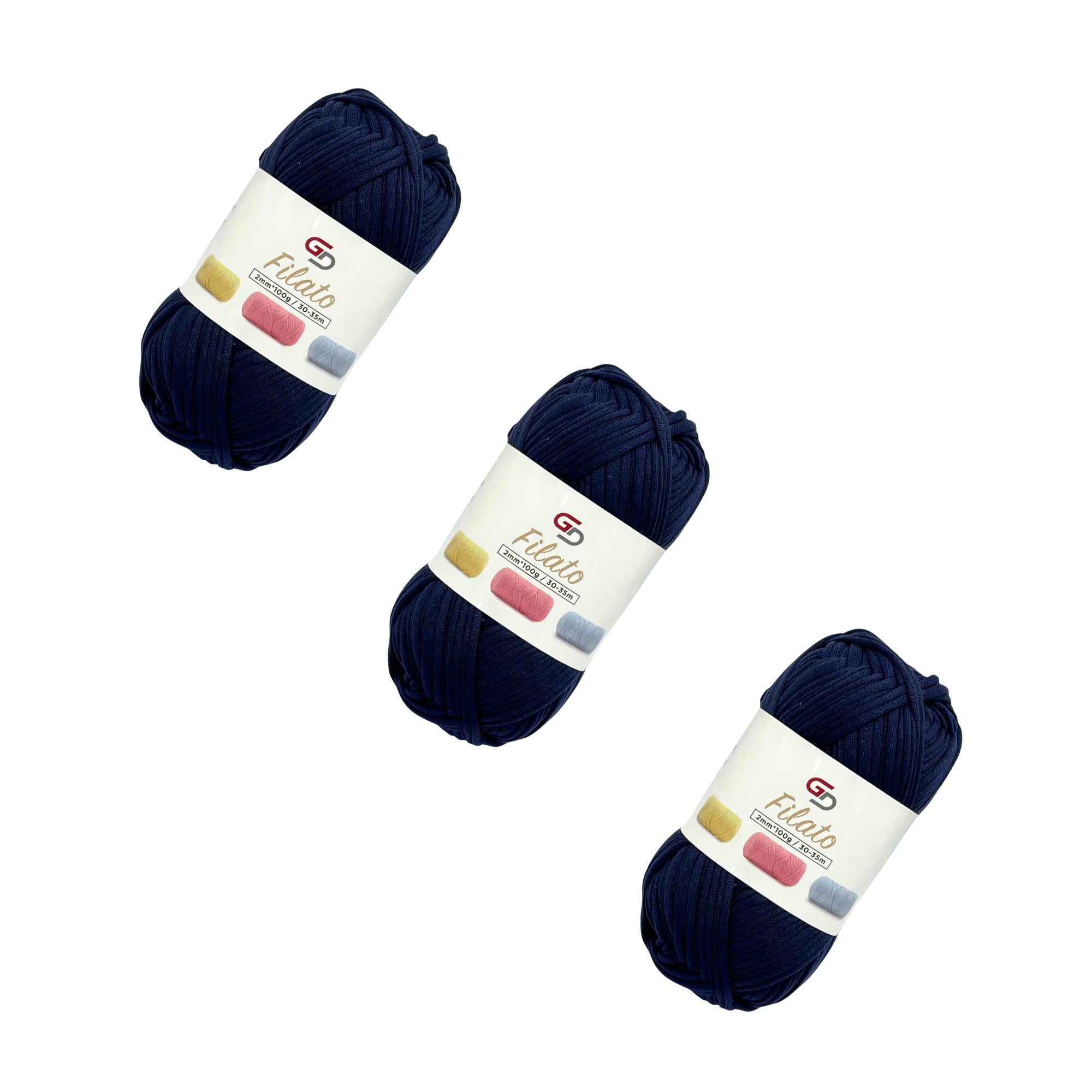 SET 3 ROTOLI DI FILATO 2MM * 100G, 30-35M, 19 COLORI DISPONIBILI