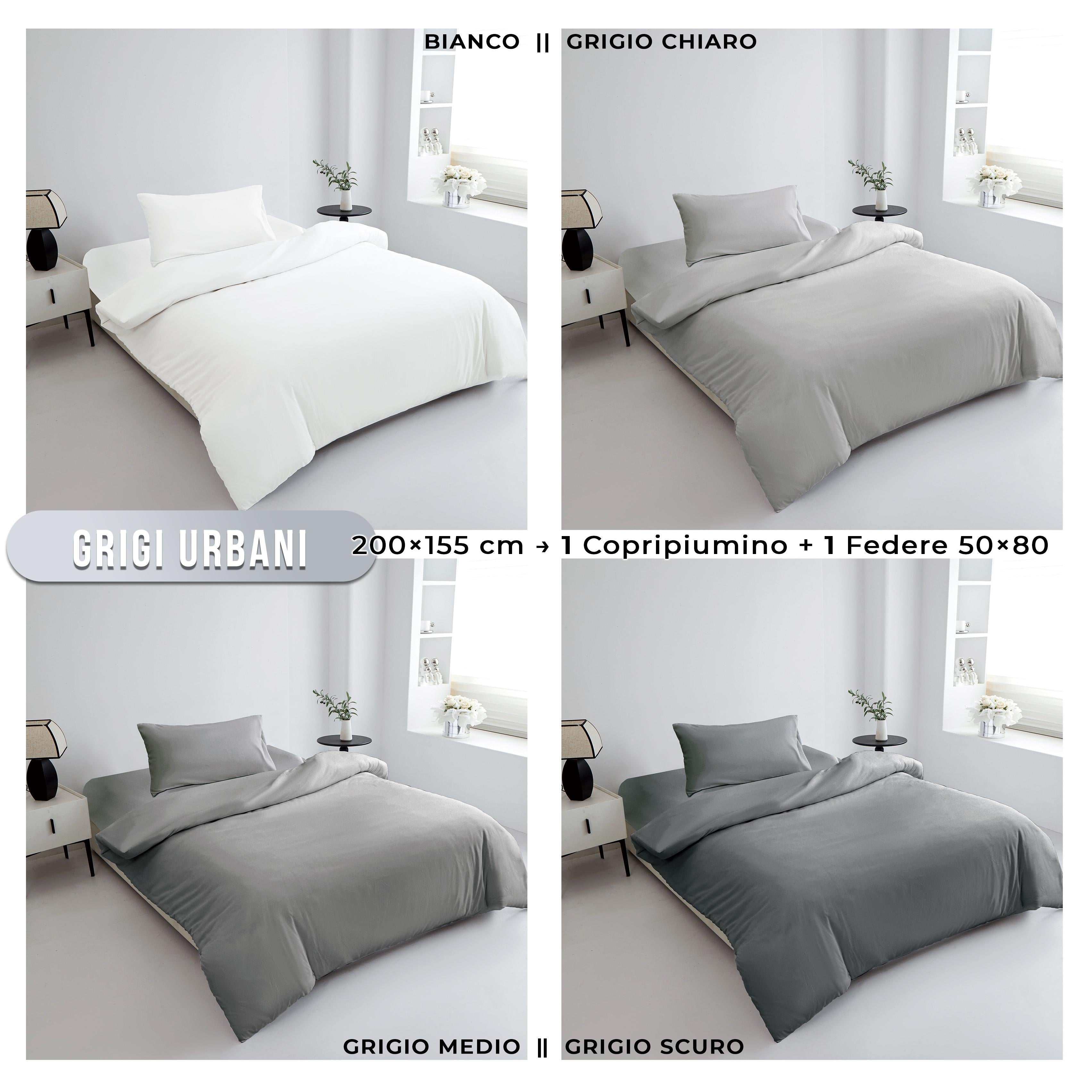 GD LOVES YOUR HOME Parure Copripiumino in Microfibra Extra Morbida 3 Misure 200x155/200x205/200x255 + Federe 50x80 cm Traspirante Anti-Pilling Facile da Lavare 14 Colori Coordinati