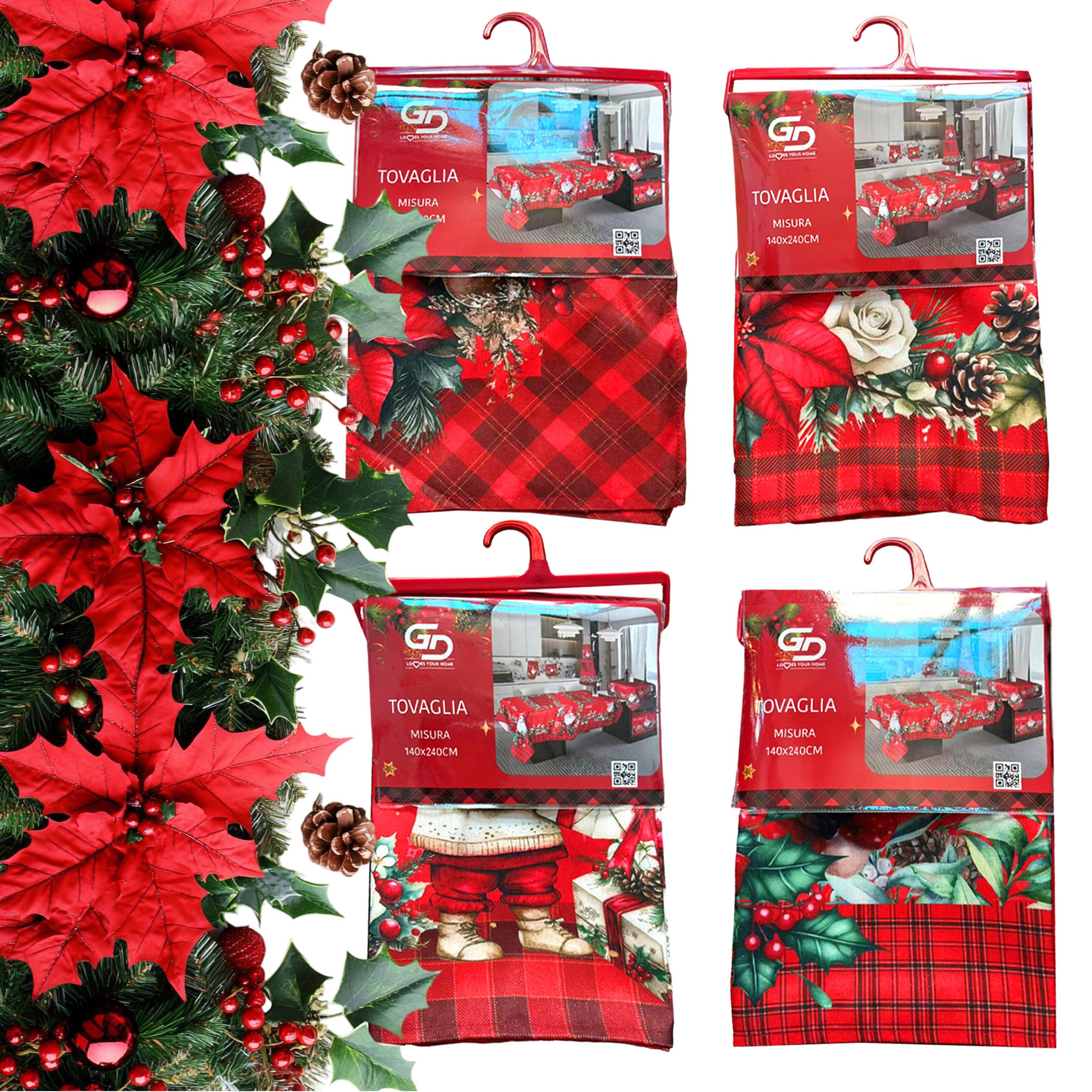 GD LOVES XMAS Tovaglia Natalizia 140×240 cm Decorazione Tavola Festiva in Stile Elegante con Dettagli Oro e Argento