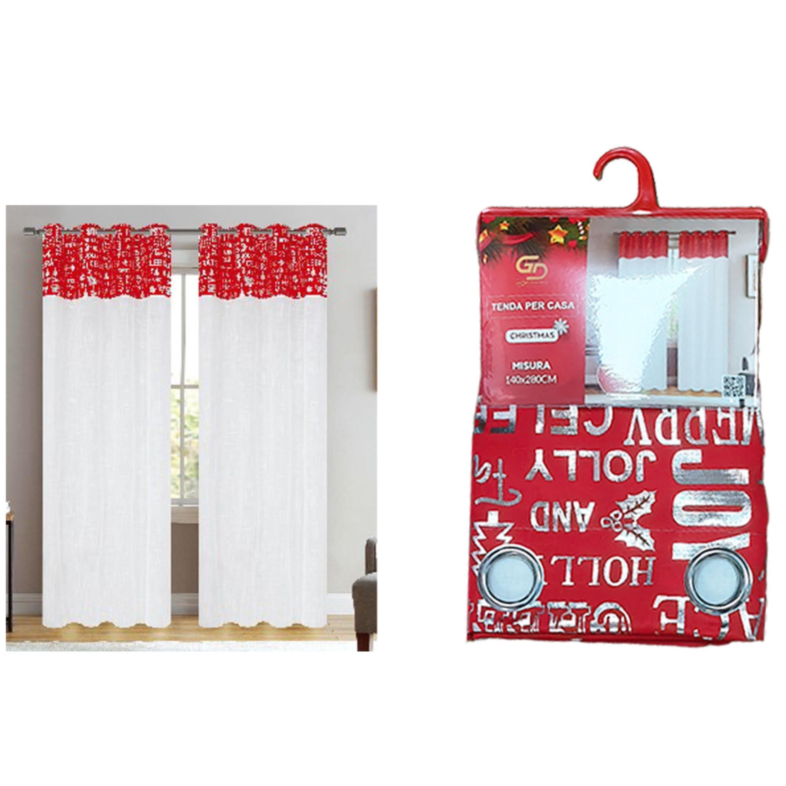 GD LOVES XMAS Tenda Natalizia con Occhielli 140×280 cm | Decorazione Festiva, Lavabile e Pronta da Appendere - 1 Pezzo