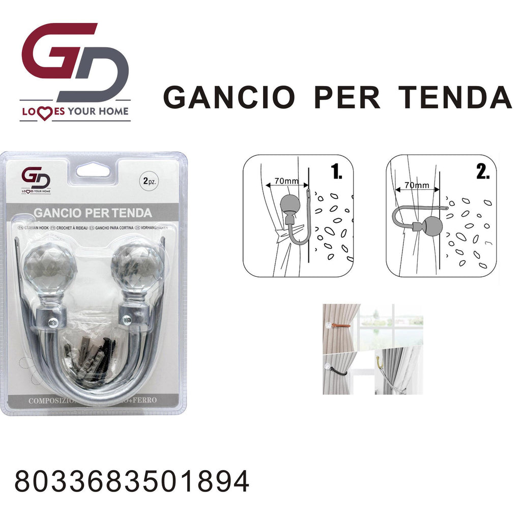 GD LOVES YOUR HOME Set 2 Ganci Decorativi per Tende - Ganci Metallici Premium per Tende, Doccia e Drappeggi - Antiruggine e Resistente