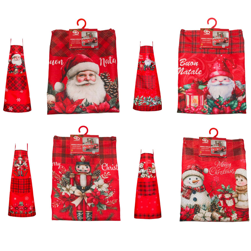 GD LOVES XMAS Grembiule Natalizio 65×85 cm  Grembiule da Cucina Antimacchia con Stampe Festive – Decorazione Casa e Idea Regalo di Natale