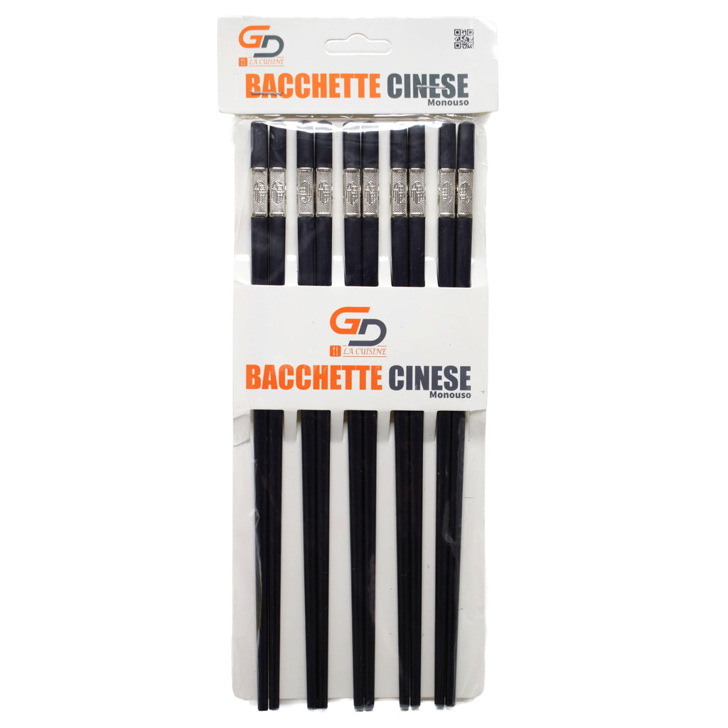 GD LA CUISINE Bacchette Cinesi Set da 5 Paia Plastica o Coppia Acciaio Inox 23,5–24 cm Resistenti e Antiscivolo, Ideali per Sushi, Noodles, Riso, Ristoranti e Uso Domestico