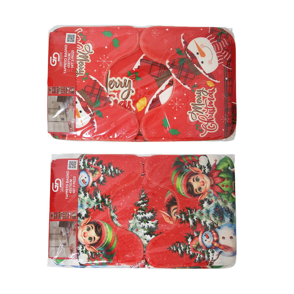 GD LOVES XMAS Set Tappeti Natalizi 3 Pezzi Antiscivolo | Morbidi, Lavabili e Decorativi per Bagno o Ingresso