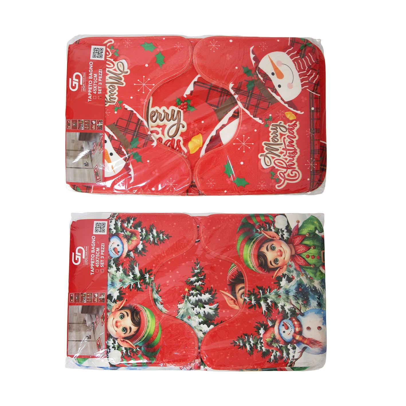GD LOVES XMAS Set Tappeti Natalizi 3 Pezzi Antiscivolo | Morbidi, Lavabili e Decorativi per Bagno o Ingresso
