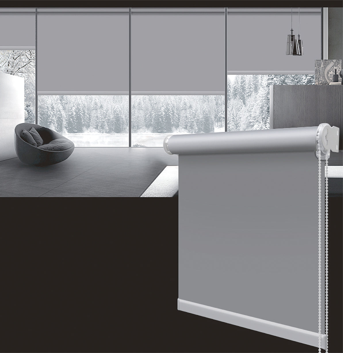 Tenda a Rullo Moderna per Interni – Avvolgibile per Porte e Finestre – Tessuto Semi Oscurante