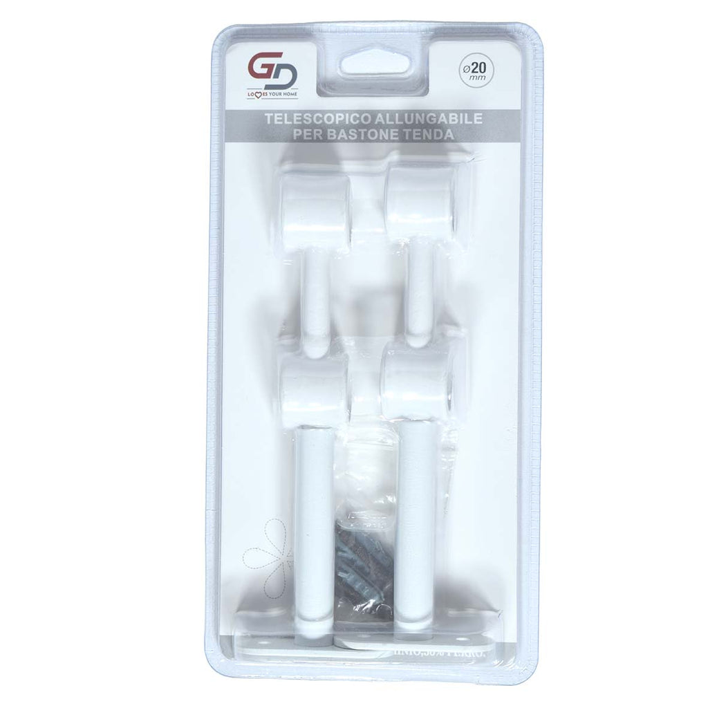 GD LOVES YOUR HOME Staffa Doppia Telescopica Allungabile Ø20 mm per Bastone Tenda | Supporto Regolabile in Metallo Set 2 Pezzi con Viti e Tasselli Inclusi