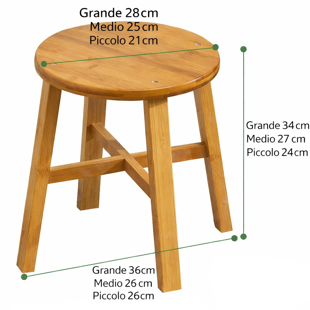 Sgabello Rotondo in Bambù Naturale | Seduta Compatta Multiuso per Casa e Bagno