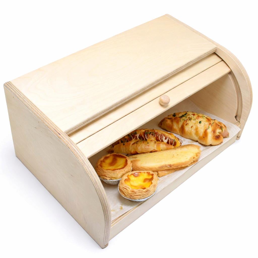 Portapane in Legno con Serrandina Salvaspazio – Contenitore Pane da Cucina Naturale