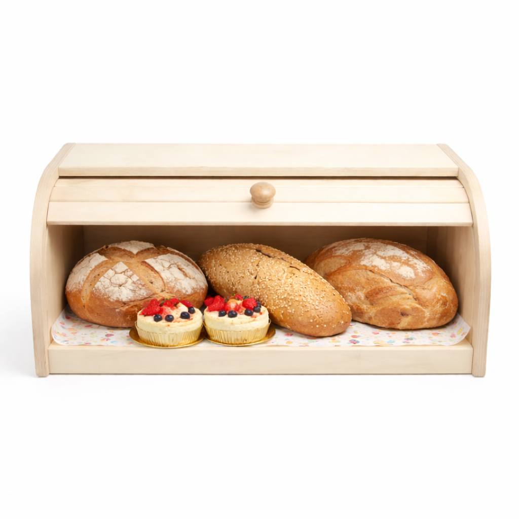 Portapane in Legno con Serrandina Salvaspazio – Contenitore Pane da Cucina Naturale