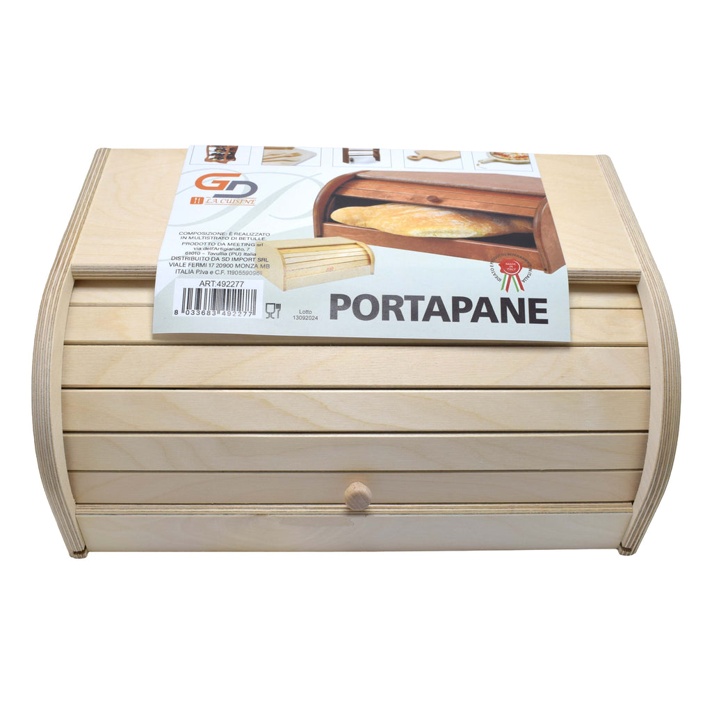Portapane in Legno con Serrandina Salvaspazio – Contenitore Pane da Cucina Naturale