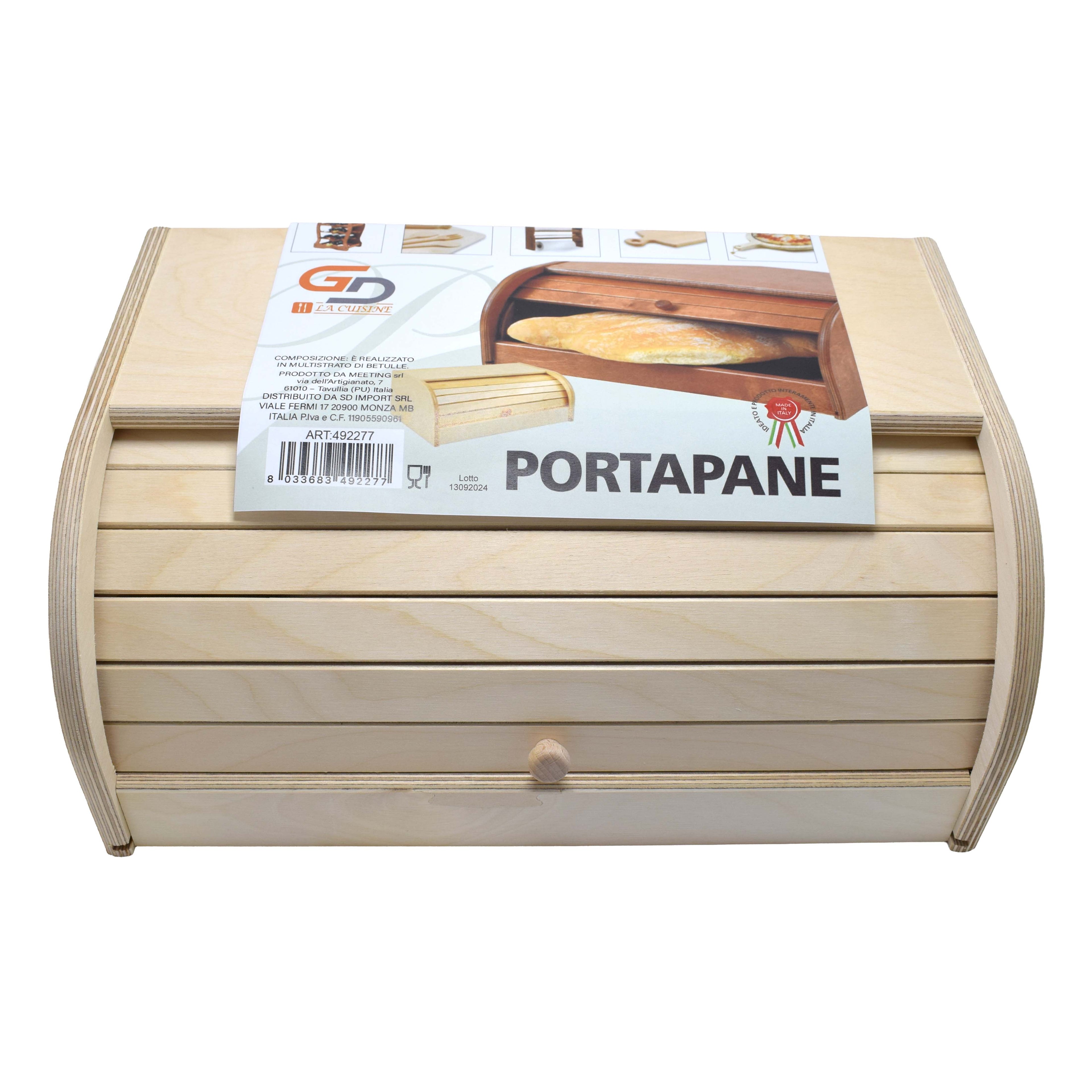 Portapane in Legno con Serrandina Salvaspazio – Contenitore Pane da Cucina Naturale