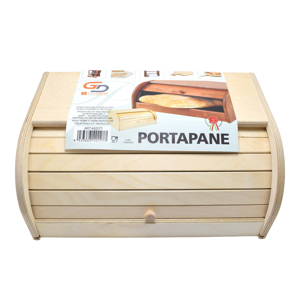 Portapane in Legno con Serrandina Salvaspazio – Contenitore Pane da Cucina Naturale