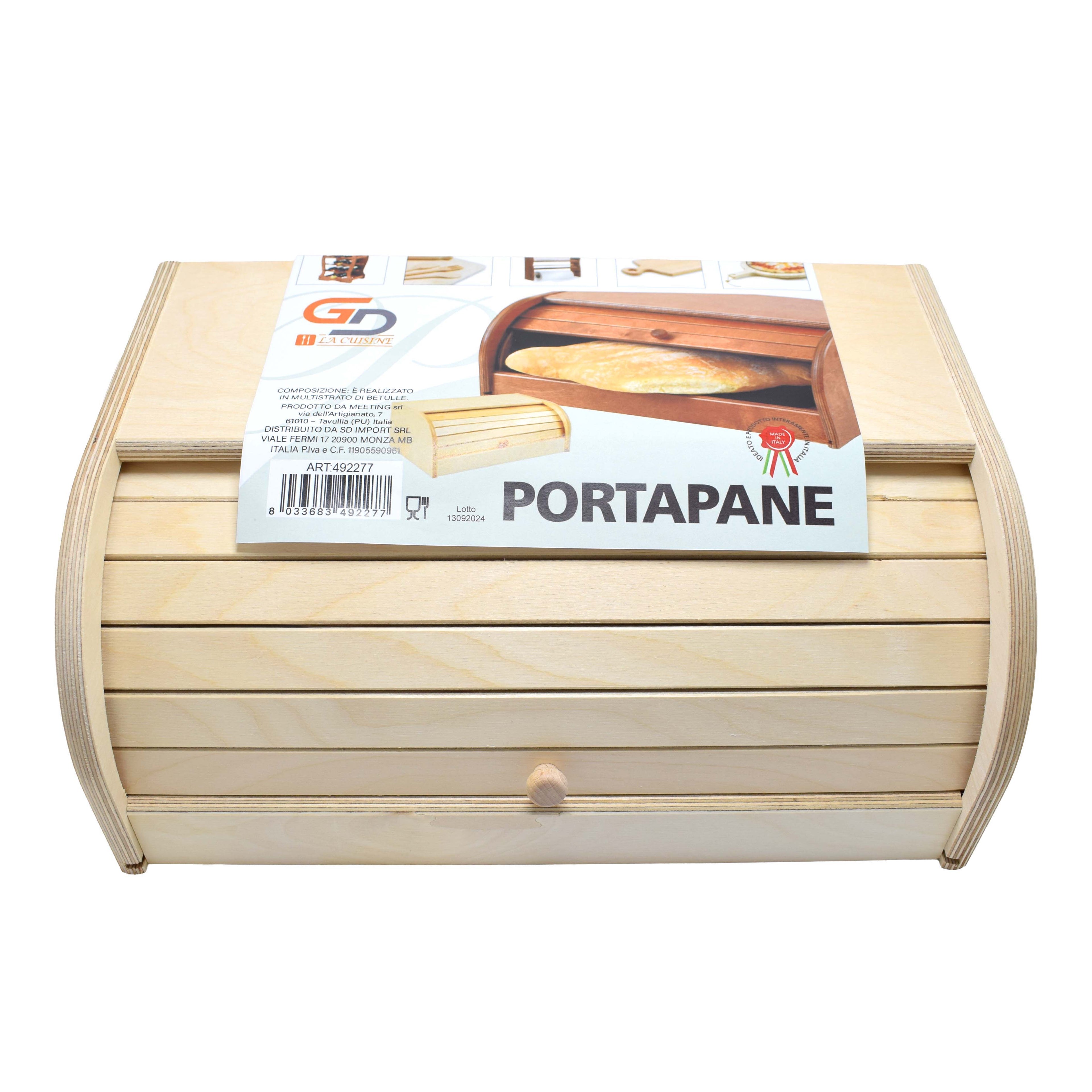 Portapane in Legno con Serrandina Salvaspazio – Contenitore Pane da Cucina Naturale