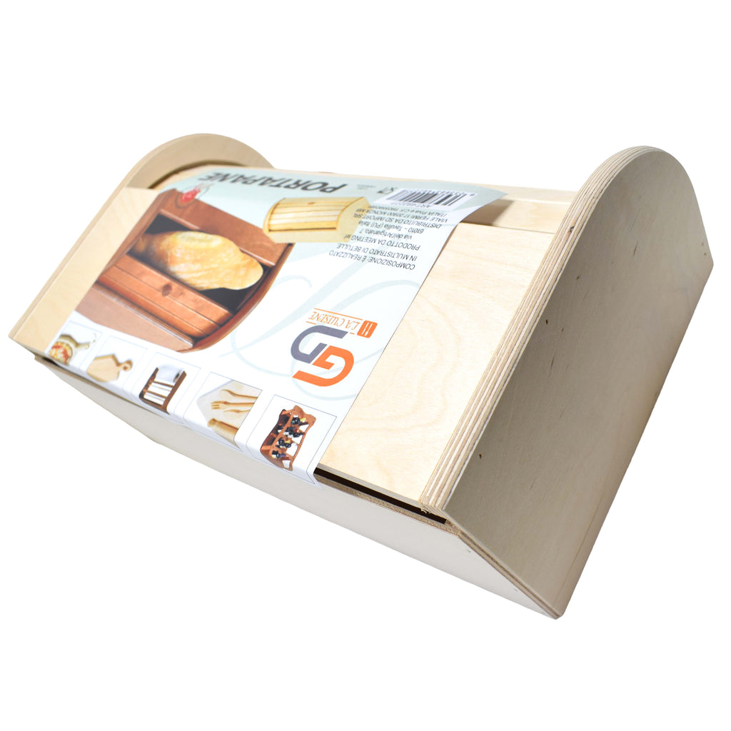 Portapane in Legno con Serrandina Salvaspazio – Contenitore Pane da Cucina Naturale
