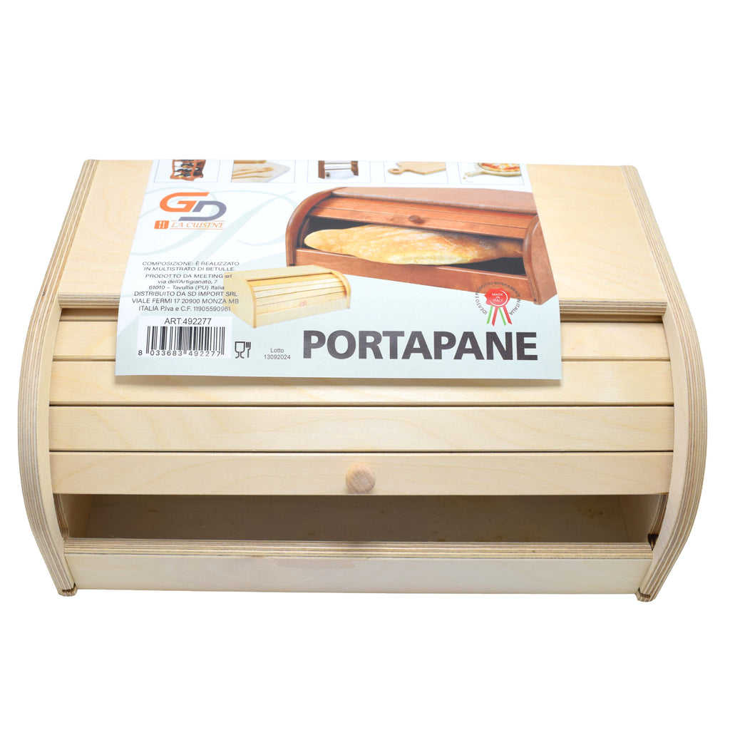 Portapane in Legno con Serrandina Salvaspazio – Contenitore Pane da Cucina Naturale