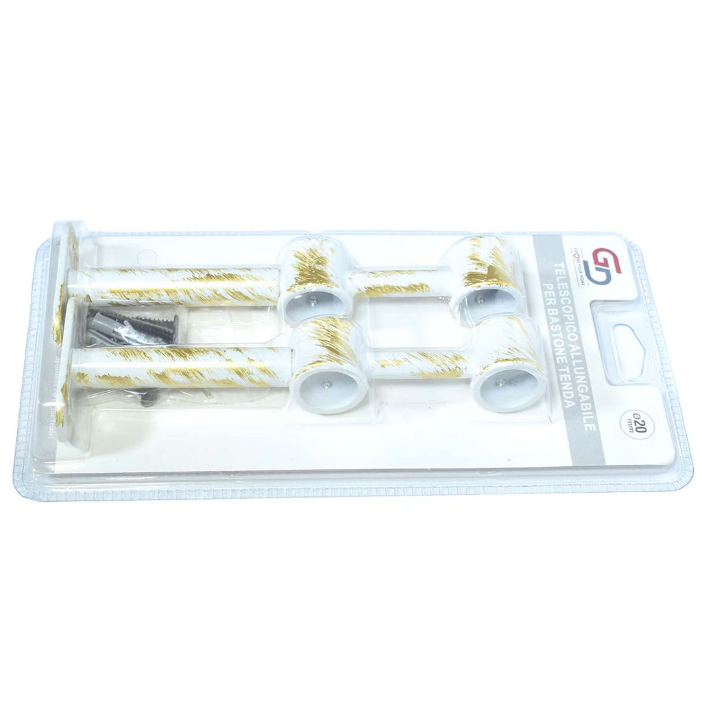 GD LOVES YOUR HOME Staffa Doppia Telescopica Allungabile Ø20 mm per Bastone Tenda | Supporto Regolabile in Metallo Set 2 Pezzi con Viti e Tasselli Inclusi