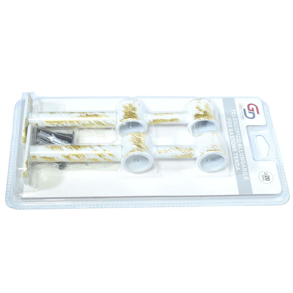 GD LOVES YOUR HOME Staffa Doppia Telescopica Allungabile Ø20 mm per Bastone Tenda | Supporto Regolabile in Metallo Set 2 Pezzi con Viti e Tasselli Inclusi