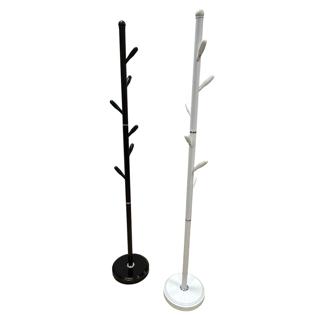 Appendiabiti da Terra Salvaspazio a Forma di Albero, 180cm Altezza, Base 30cm, Design Verticale con Ganci Multipli, Bianco o Nero