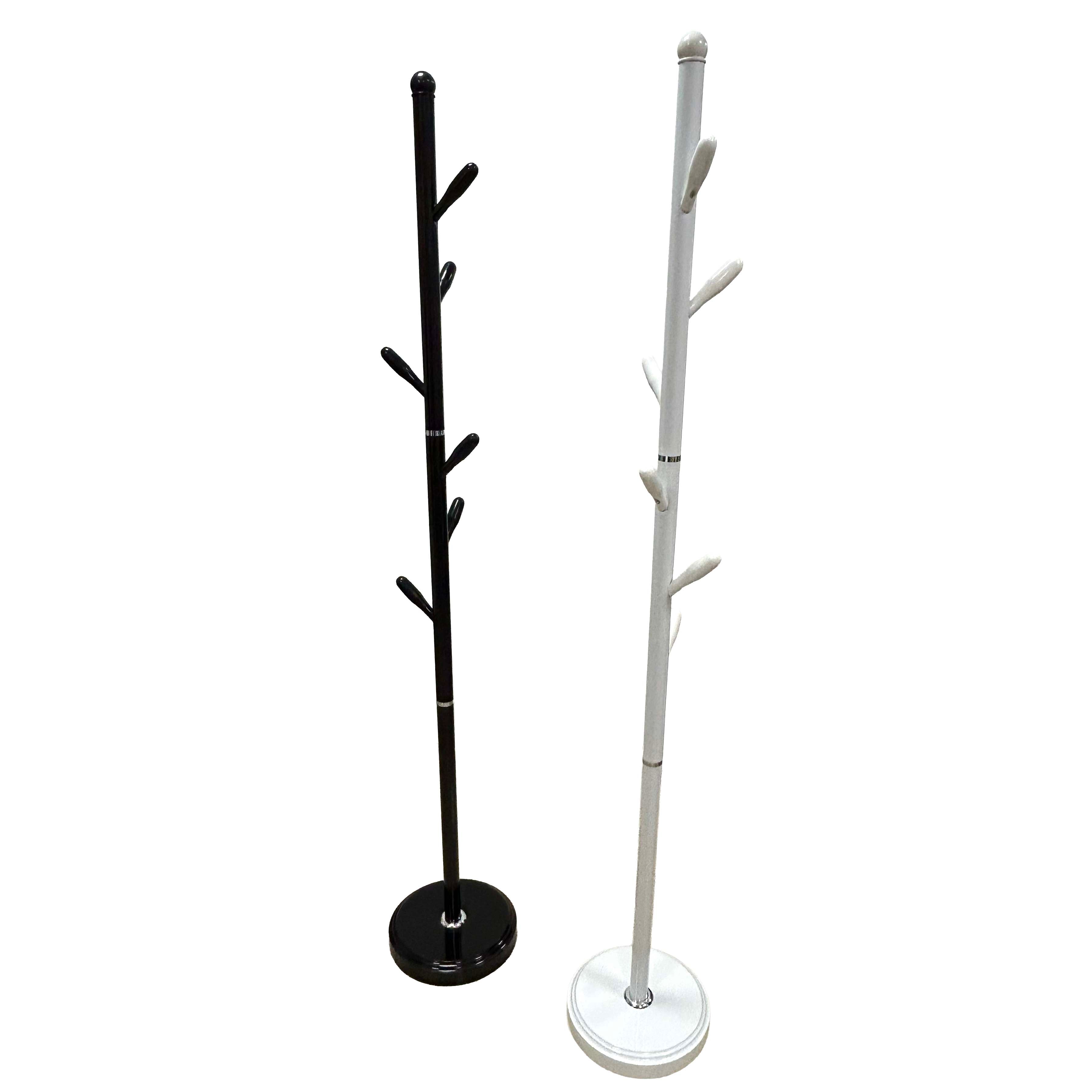 Appendiabiti da Terra Salvaspazio a Forma di Albero, 180cm Altezza, Base 30cm, Design Verticale con Ganci Multipli, Bianco o Nero