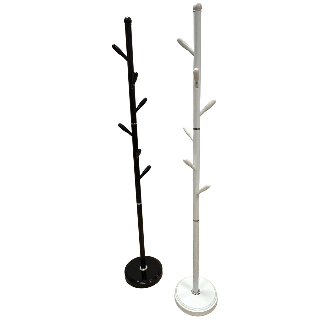 Appendiabiti da Terra Salvaspazio a Forma di Albero, 180cm Altezza, Base 30cm, Design Verticale con Ganci Multipli, Bianco o Nero