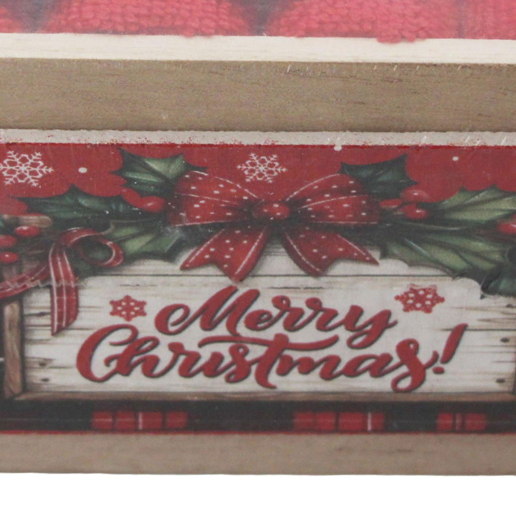 GD LOVES XMAS Scatola Regalo Natalizia in Legno con 4 Tovagliette Rossa 30x30 cm Design Elegante e Festivo 14.5x10.5x8 cm