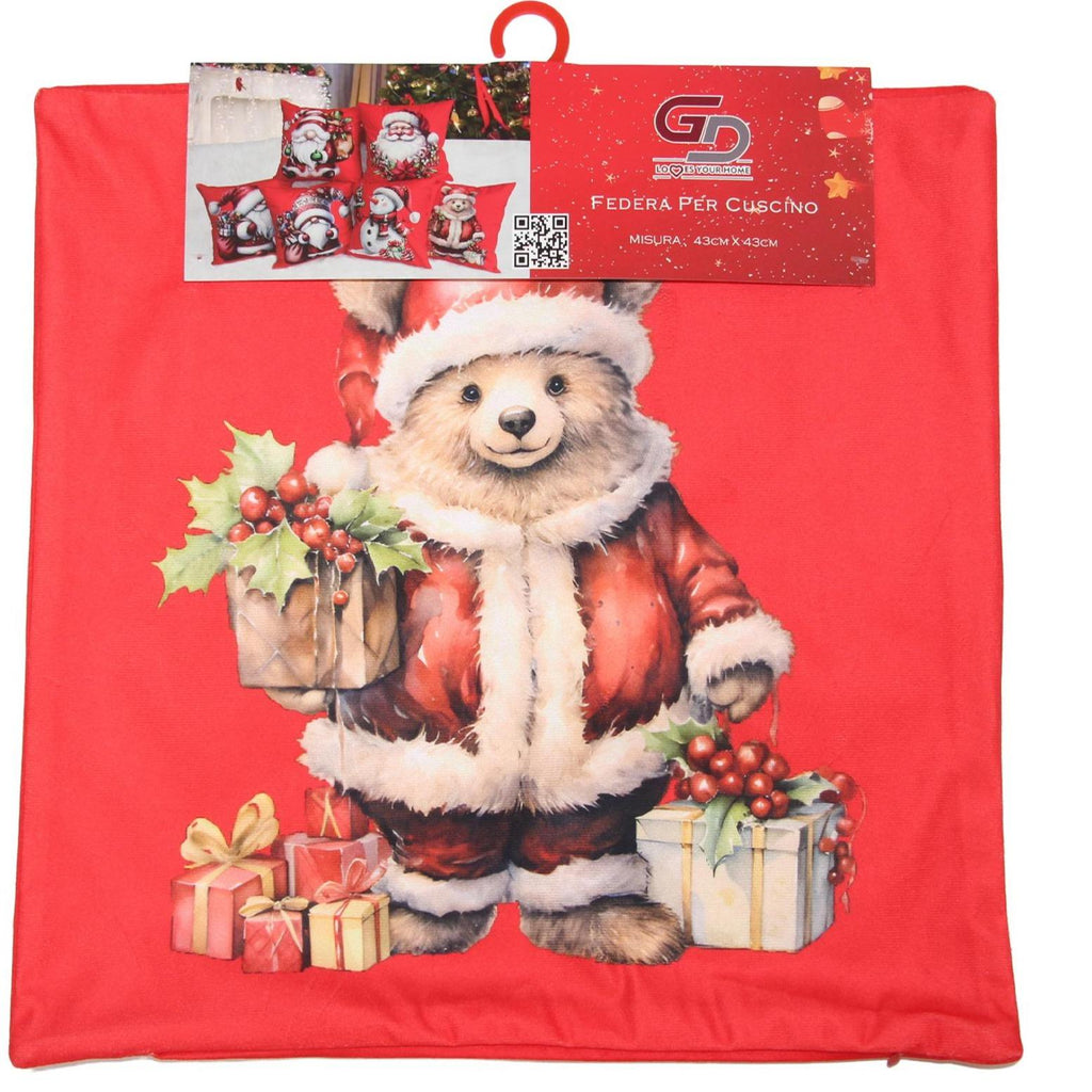 GD LOVES XMAS Set 2 Copricuscino Natalizio 3D 43×43 cm Federe Morbide per Divano o Letto 12 Fantasie Natalizie con Babbo Natale e Regali
