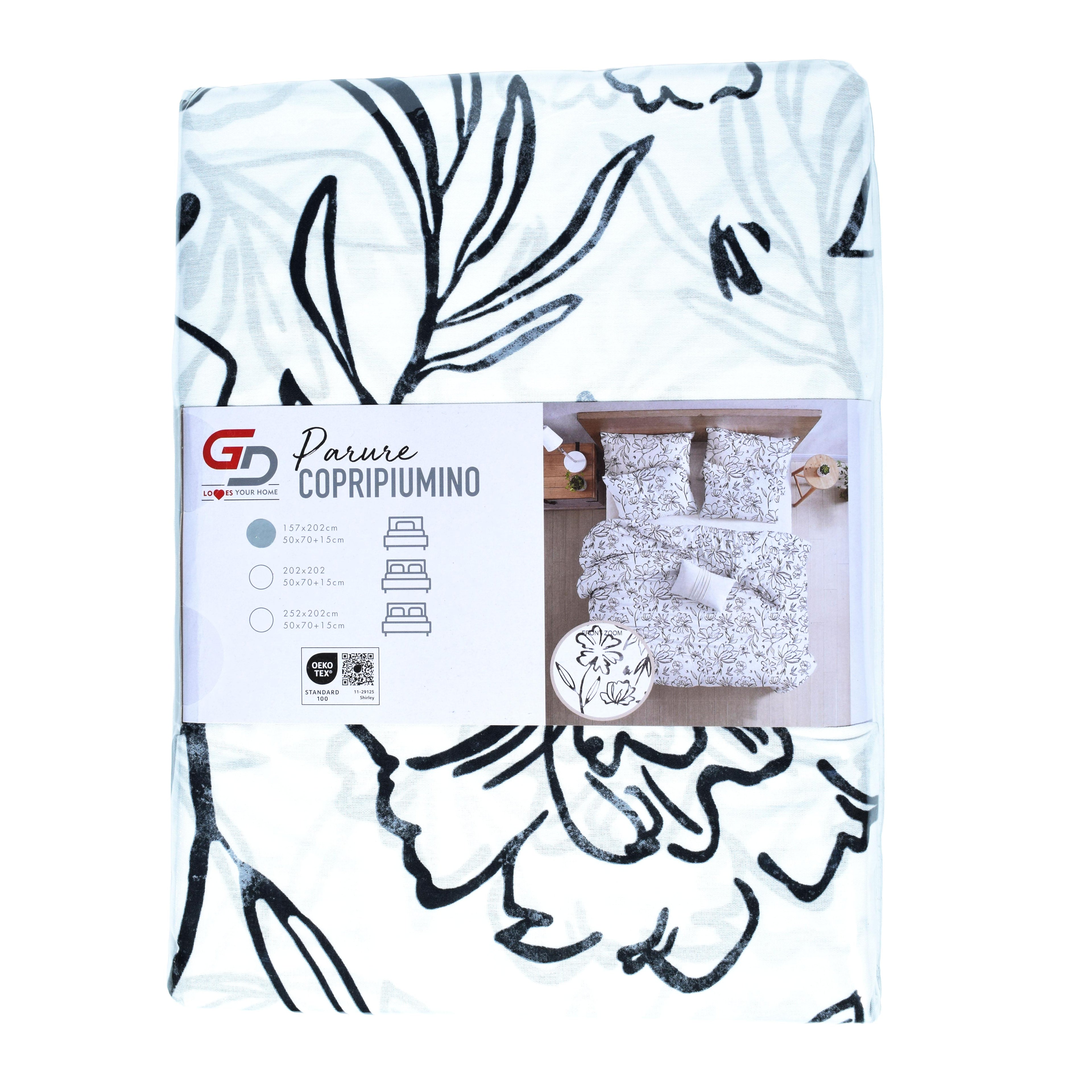 GD LOVES YOUR HOME Linea Parure Copripiumino – Fantasie Inchiostro di Primavera & Sogno di Giardino – Set 2 o 3 Pezzi con Federe – 3 Misure (Singolo, Piazza e Mezza, Matrimoniale) – Morbido, Traspirante e Facile da Lavare