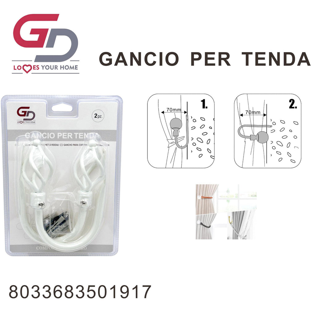 GD LOVES YOUR HOME Set 2 Ganci Decorativi per Tende - Ganci Metallici Premium per Tende, Doccia e Drappeggi - Antiruggine e Resistente