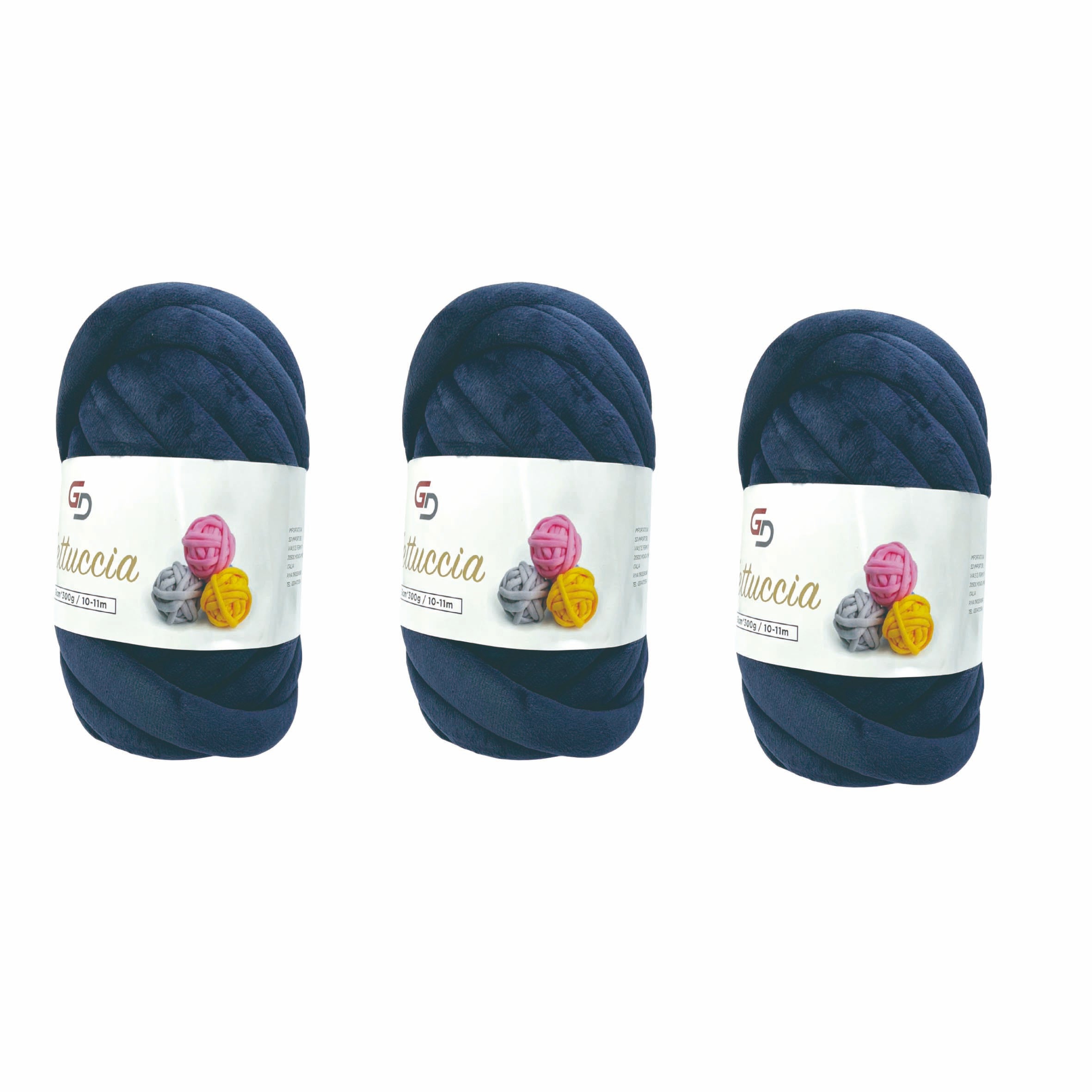 Set 3 Fettuccia Marshmallow spessa 3 cm – 300 g | Toni Scuri | Filato morbido e facile da lavorare, con resa ordinata per uncinetto, borse e home decor