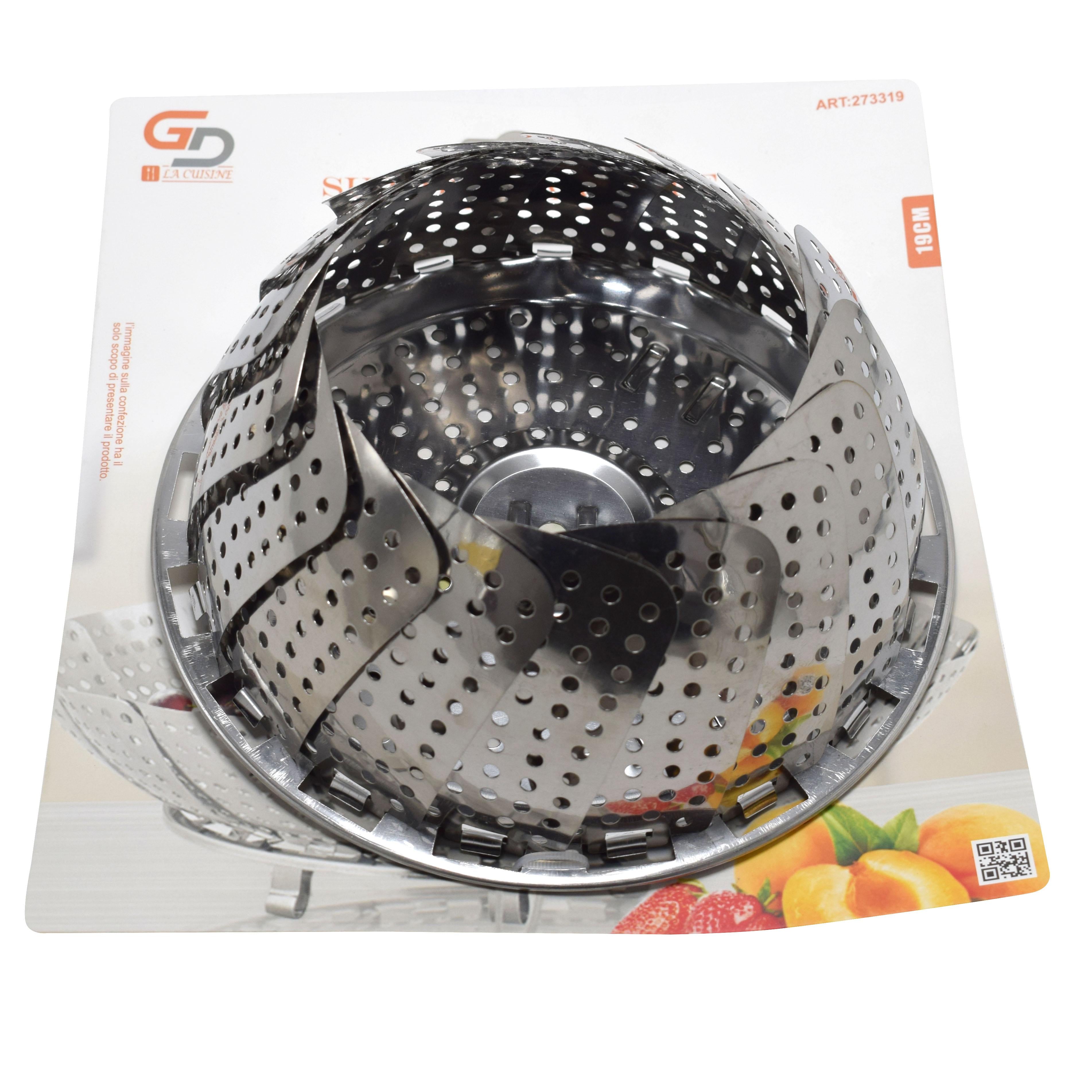 GA LA CUISINE Cestello a Vapore in Acciaio Richiudibile 17 cm / 19 cm Ideale per Gyoza Bao Verdure e Pesce Accessorio per Cucina Sana