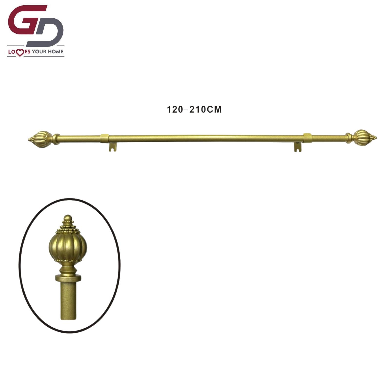 Bastone per tende / asta per tende estendibile in resina e ferro. Da 70-120 cm o 120-210 cm colore oro, argento, bianco o nero