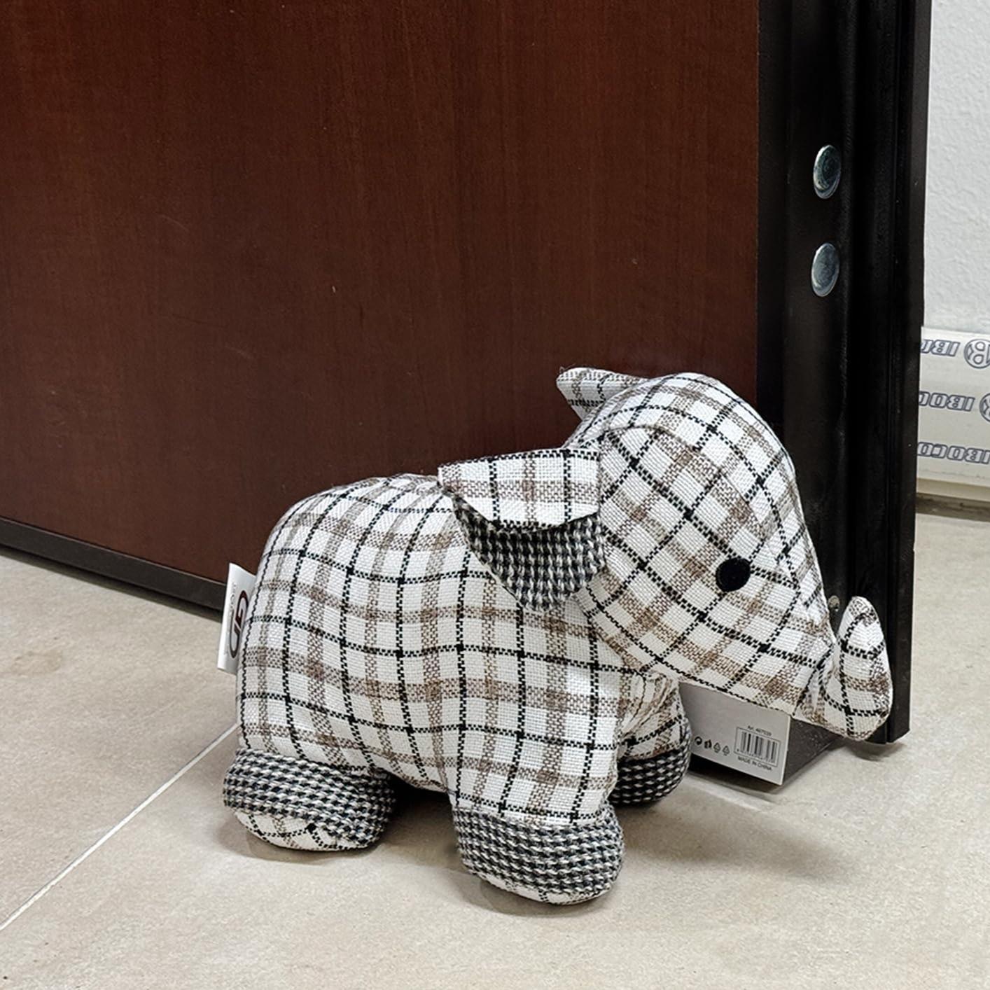 GD LOVES YOUR HOME Fermaporta Elefante in Tessuto Pesante – Blocca-porta da pavimento antivento / paraspifferi decorativo per interni, fondo antigraffio – 4 fantasie – 30×10×20 cm