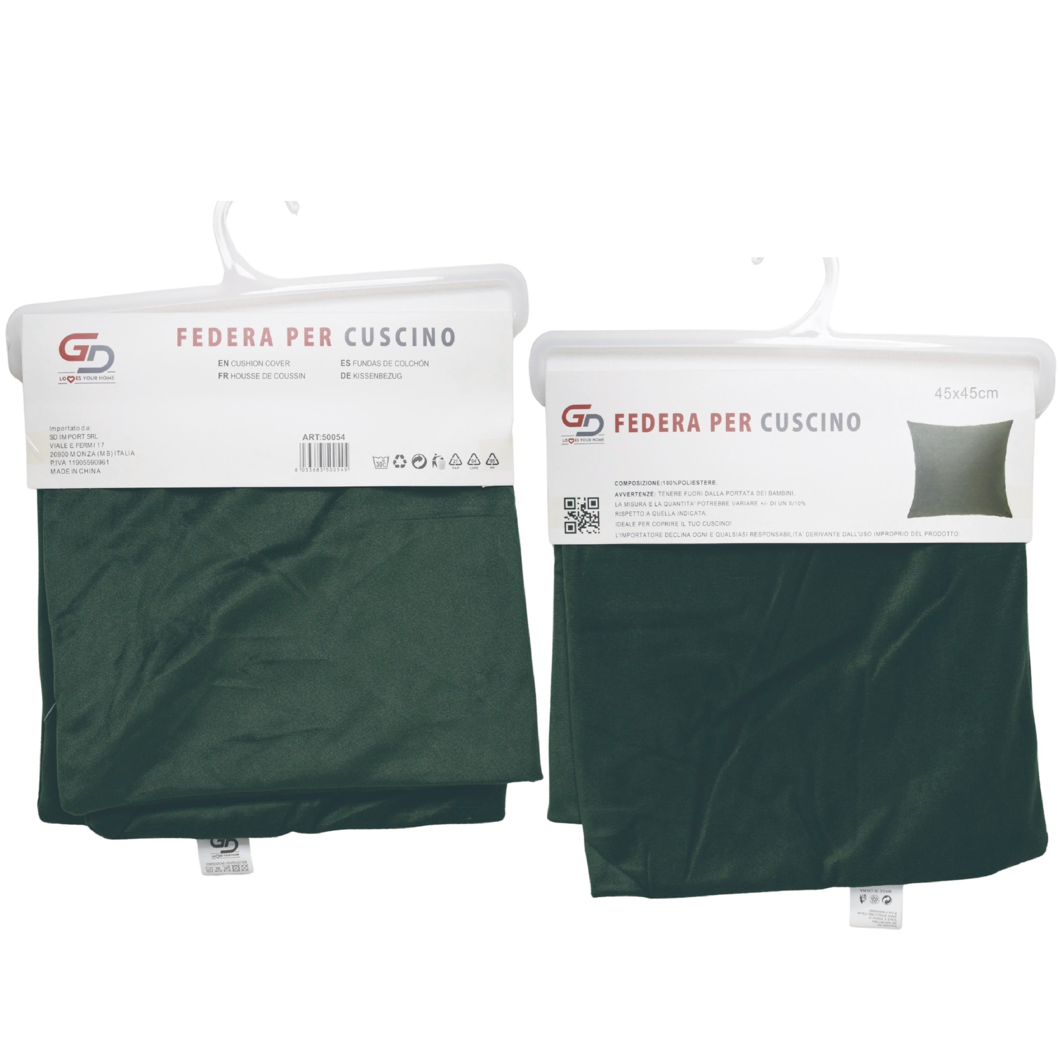 GD LOVES YOUR HOME Federa Cuscino Arredo in Velluto Morbido Tinta Unita per Divano e Letto | 45x45 – 55x55 cm | Sfoderabile, Lavabile, Stile Moderno