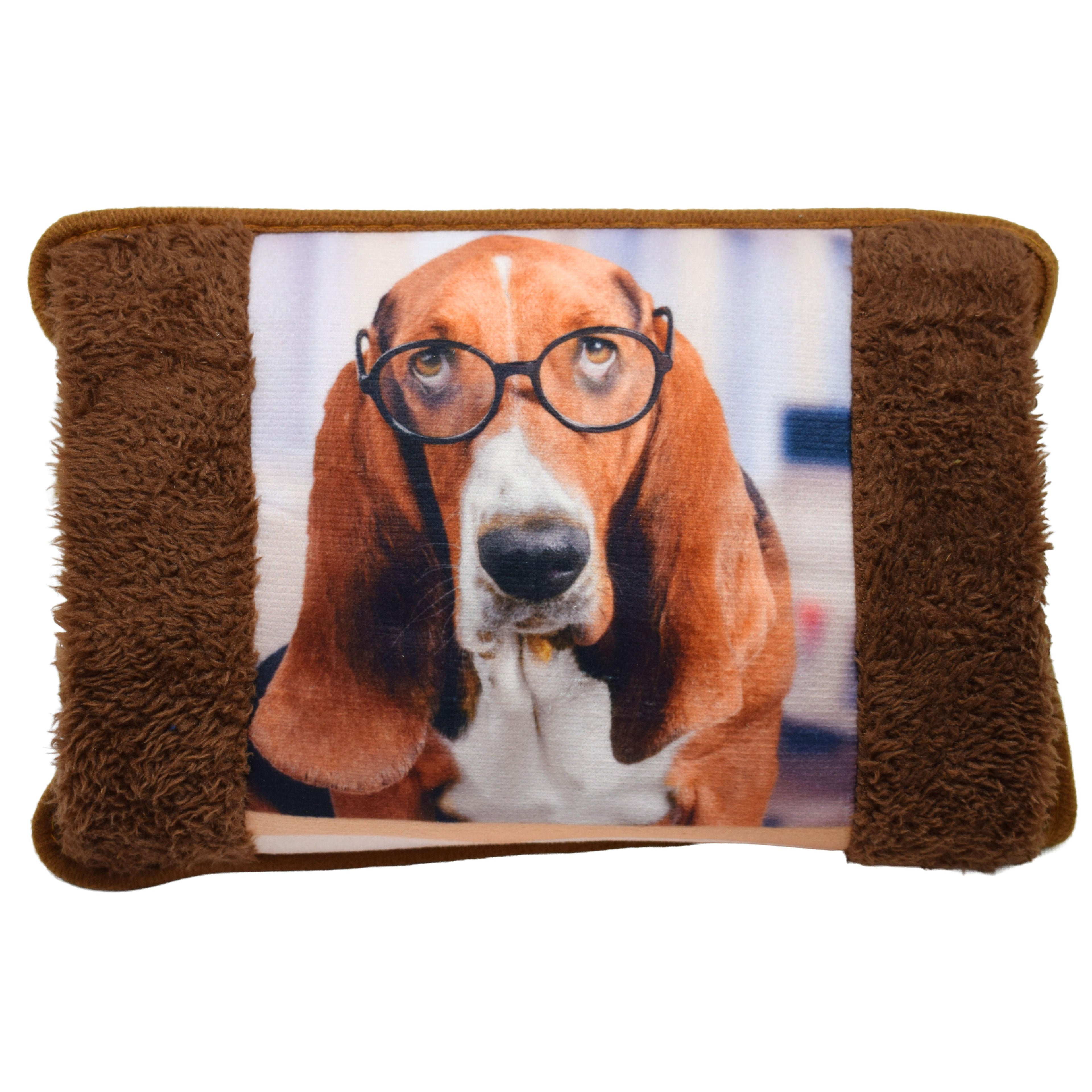 Cane Intellettuale Borsa Acqua Calda Elettrica Morbida con Stampa Cane con Occhiali che Legge – Ricaricabile, Portatile, per Mani e Piedi, Ideale per Relax e Regalo