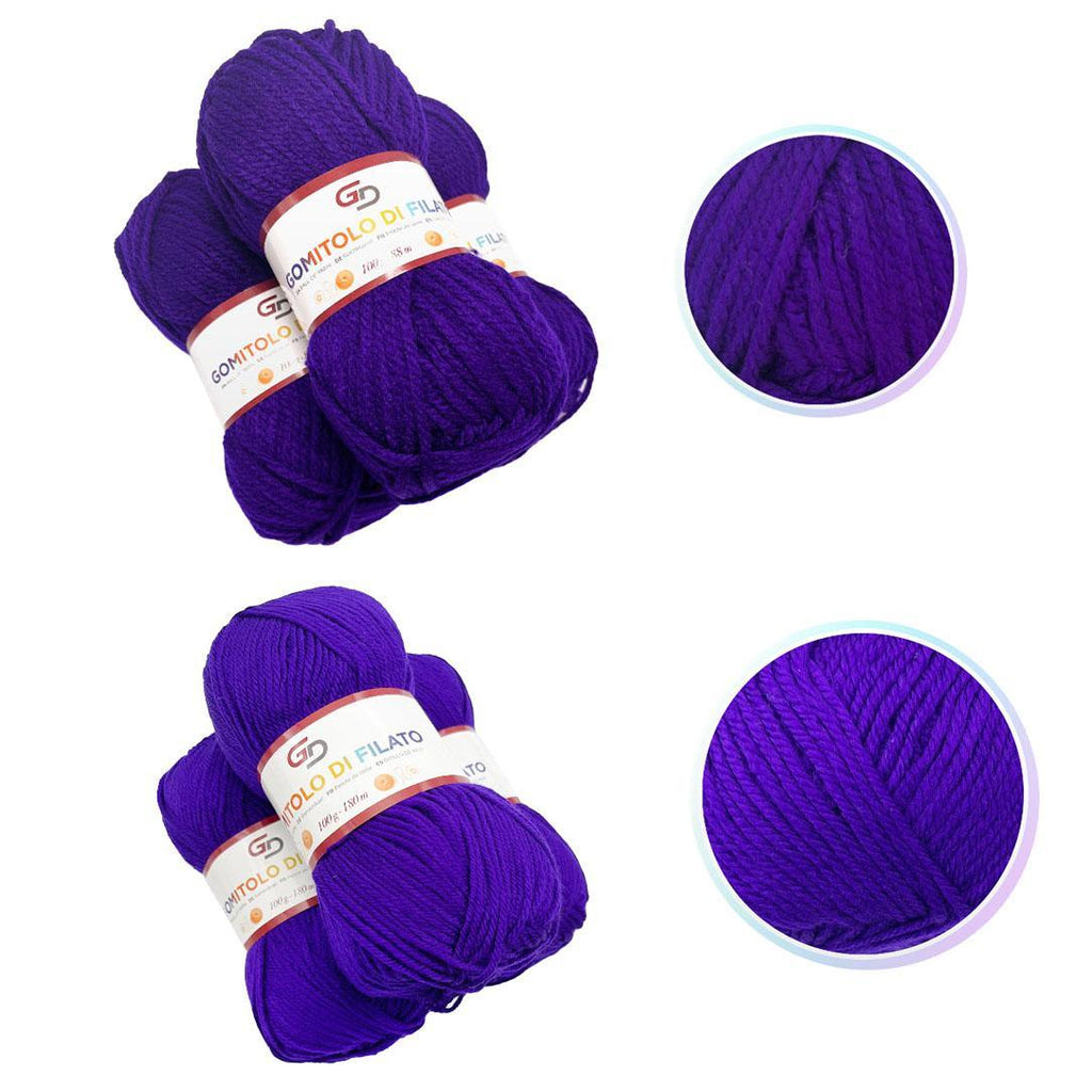 GD LOVES YOUR HOME Set 3 Gomitoli Filato Acrilico a 4 Capi Toni Vivaci | Sottile 180m o Grosso 83m, Morbido e Resistente per Maglia e Uncinetto