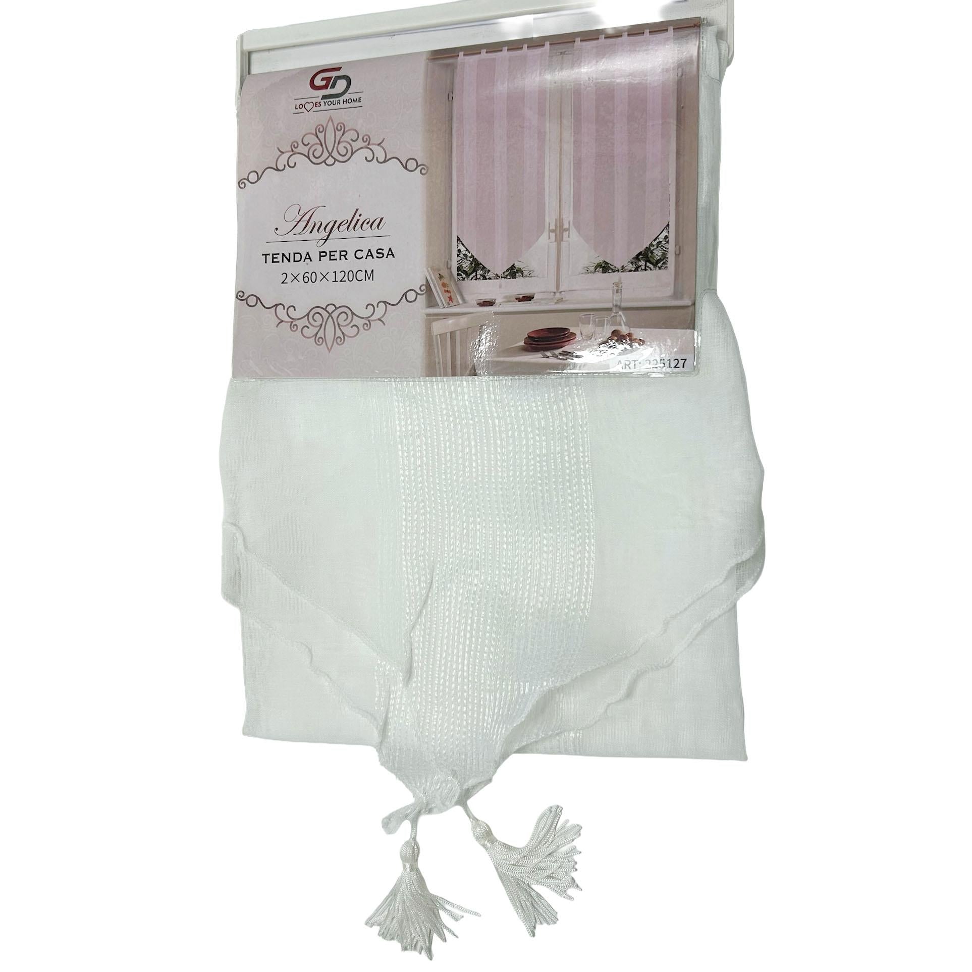 GD LOVES YOUR HOME Tenda da Cucina ANGELICA e Chiara in Voile Set 2 Pezzi con Mantovana e Laccio Regolabile, Luminosa ed Elegante