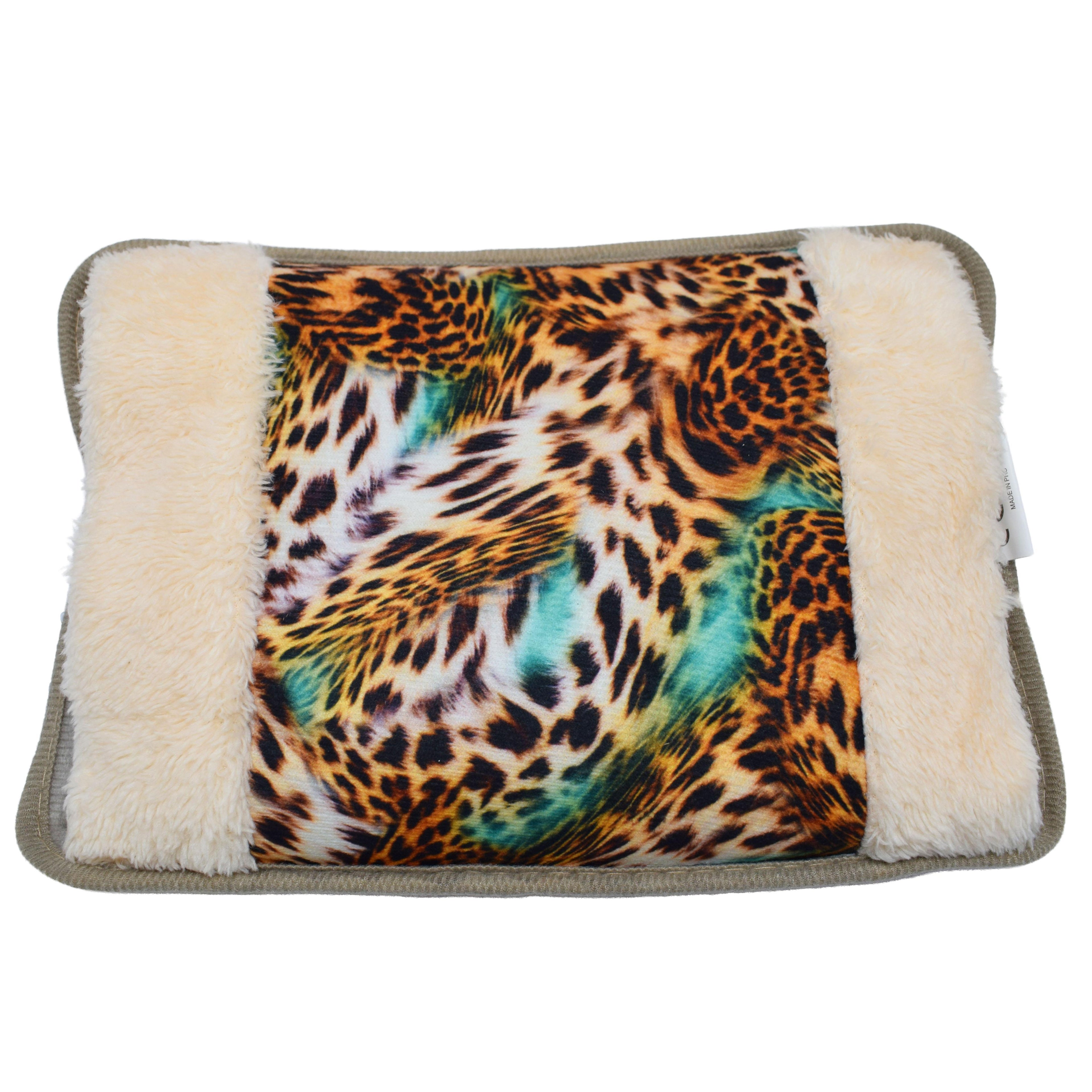 Borsa Acqua Calda Elettrica 500W Leopardata in Peluche Morbido – Scaldino Portatile Ricaricabile, Design Animalier per Mani, Piedi e Sollievo da Dolori