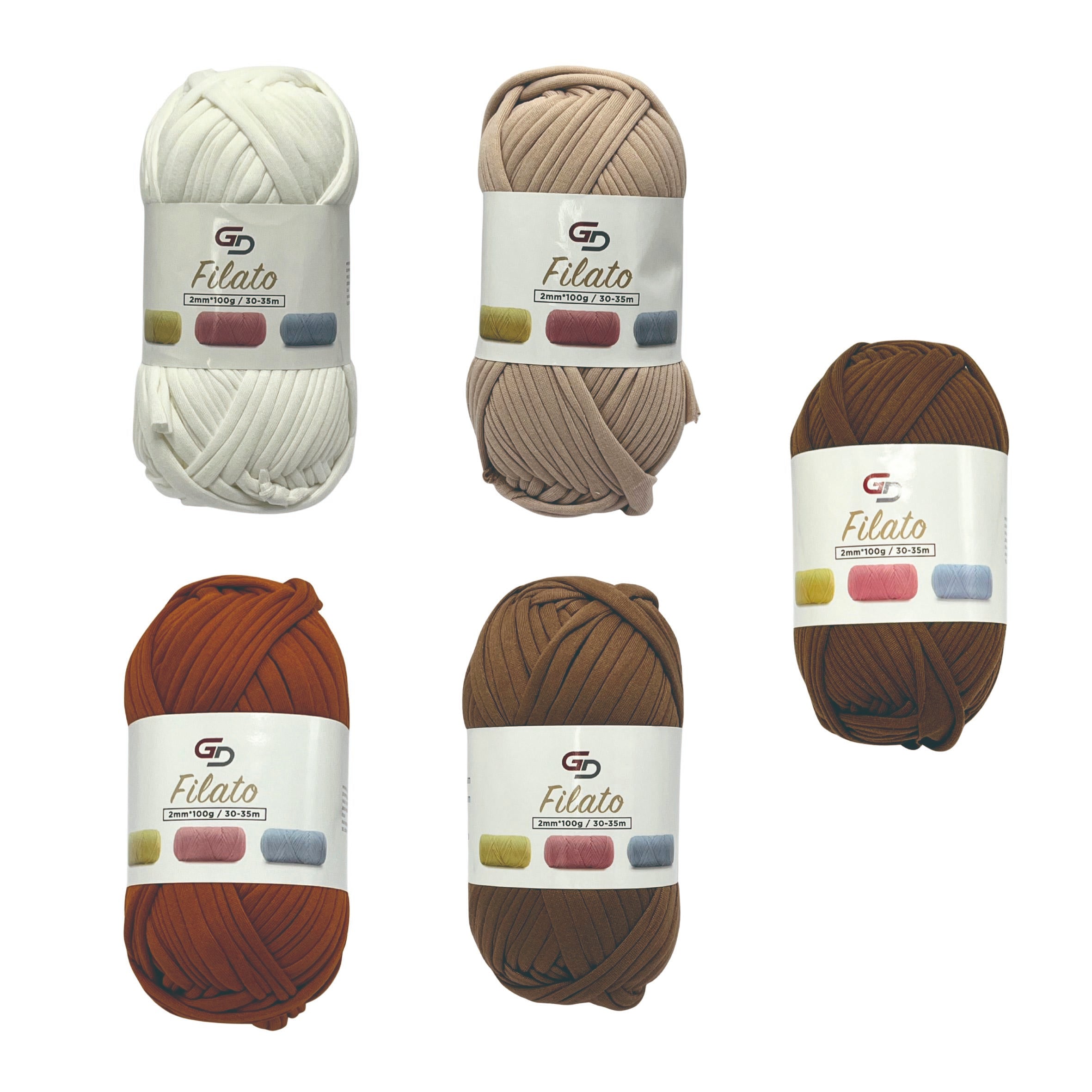 SET 3 ROTOLI DI FILATO 2MM * 100G, 30-35M, 19 COLORI DISPONIBILI