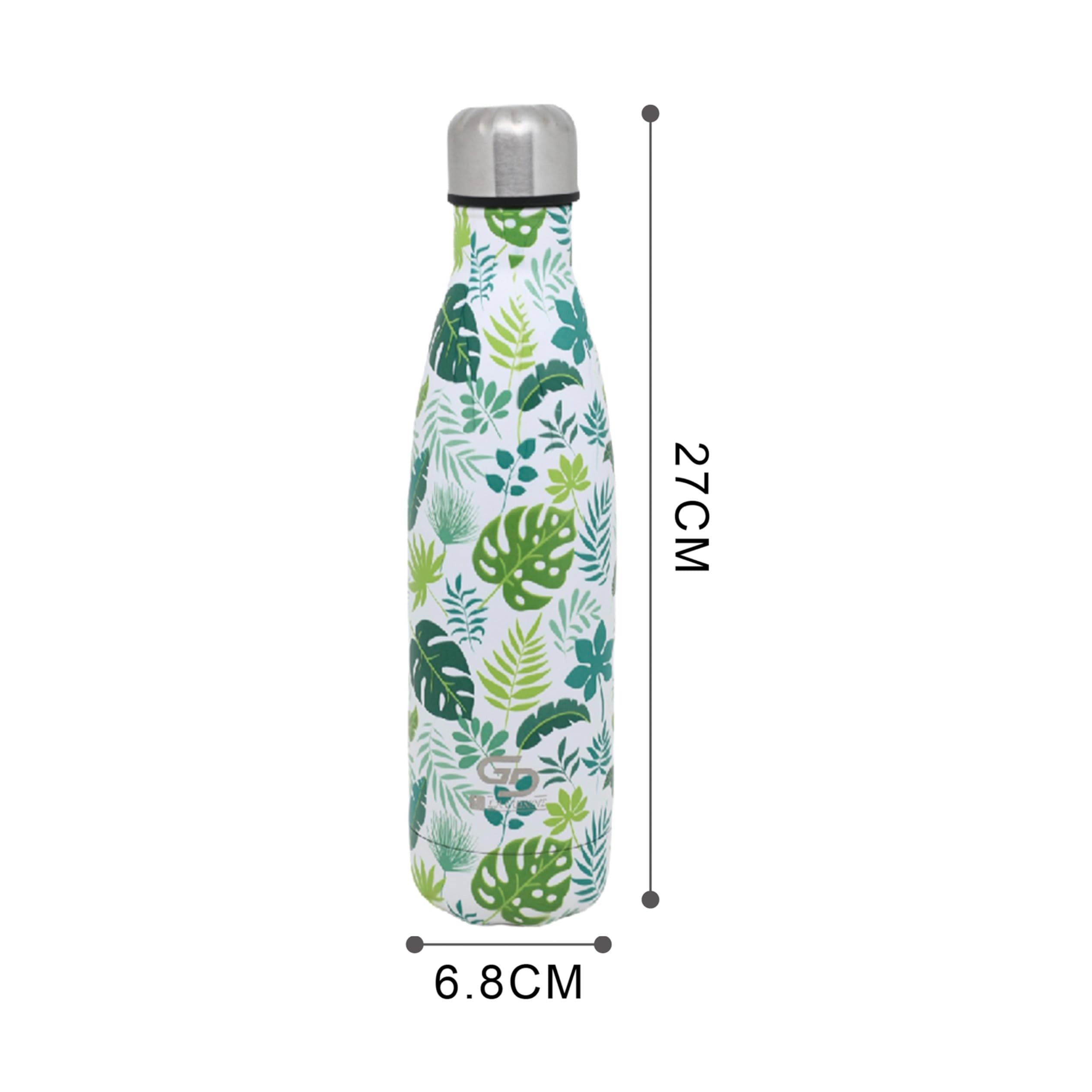 GD LOVES YOUR HOME Borraccia Termica 500 ml in Acciaio Inox 304 – Doppia Parete (caldo 8h / freddo 24h), tappo ermetico, riutilizzabile senza BPA – Fantasie Tropical