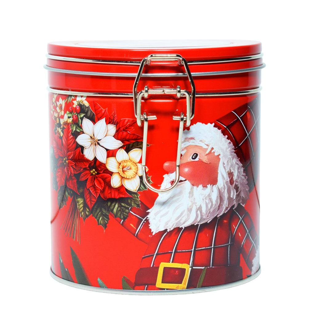 GD LOVES XMAS Mini Set Regalo Natalizio Ø11×12 cm con 4 Tovagliette in Microfibra – Scatola di Latta Decorata (4 Fantasie) – Idea Regalo Pronta e Riutilizzabile per Natale