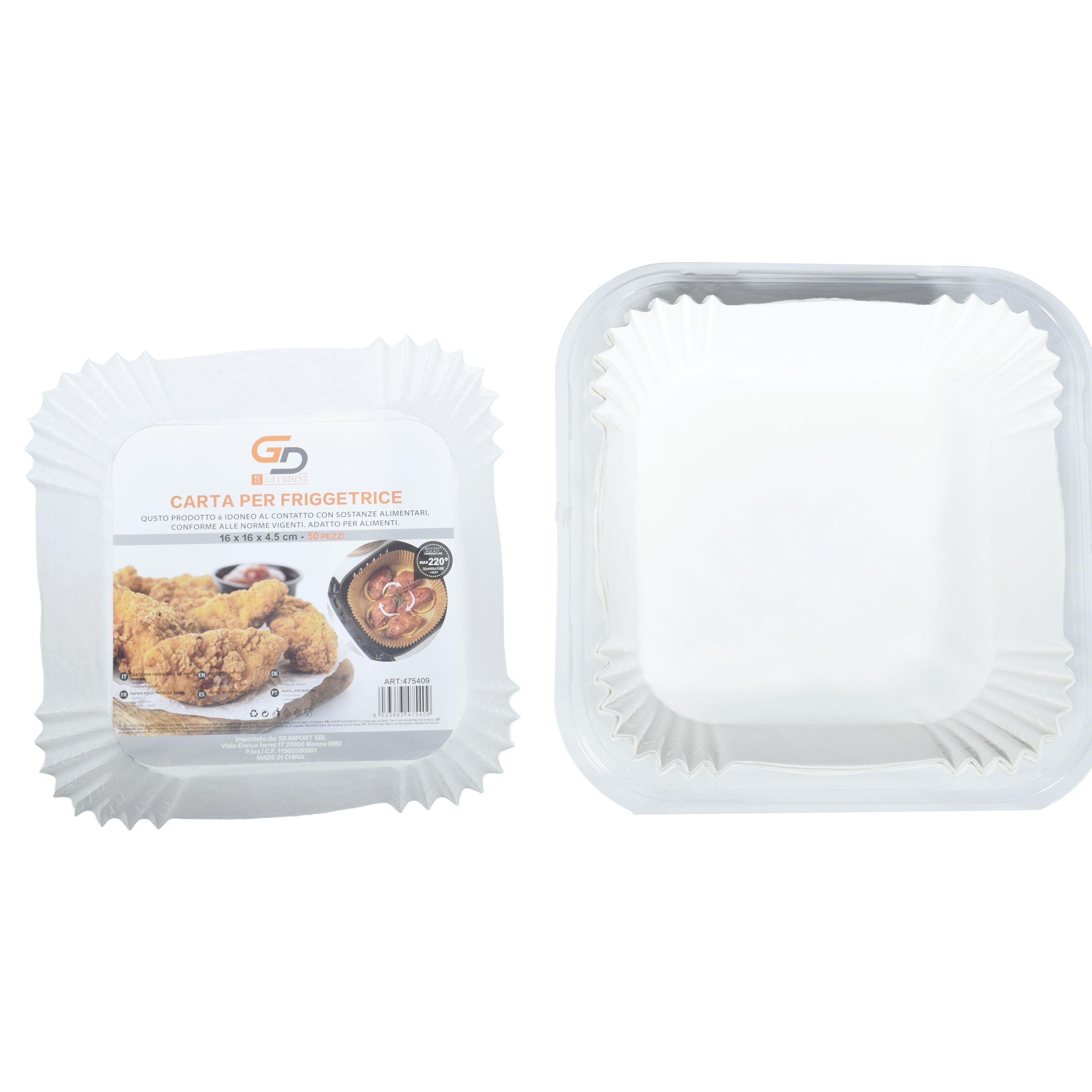 Teglie in Carta Monouso per Friggitrice ad Aria GD LA CUISINE 50 Pezzi  Ronde 16–20cm e Quadrate 16cm | Carta Oleata Antiaderente, Impermeabile e Resistente alle Alte Temperature | Ideali per Airfryer e Forno