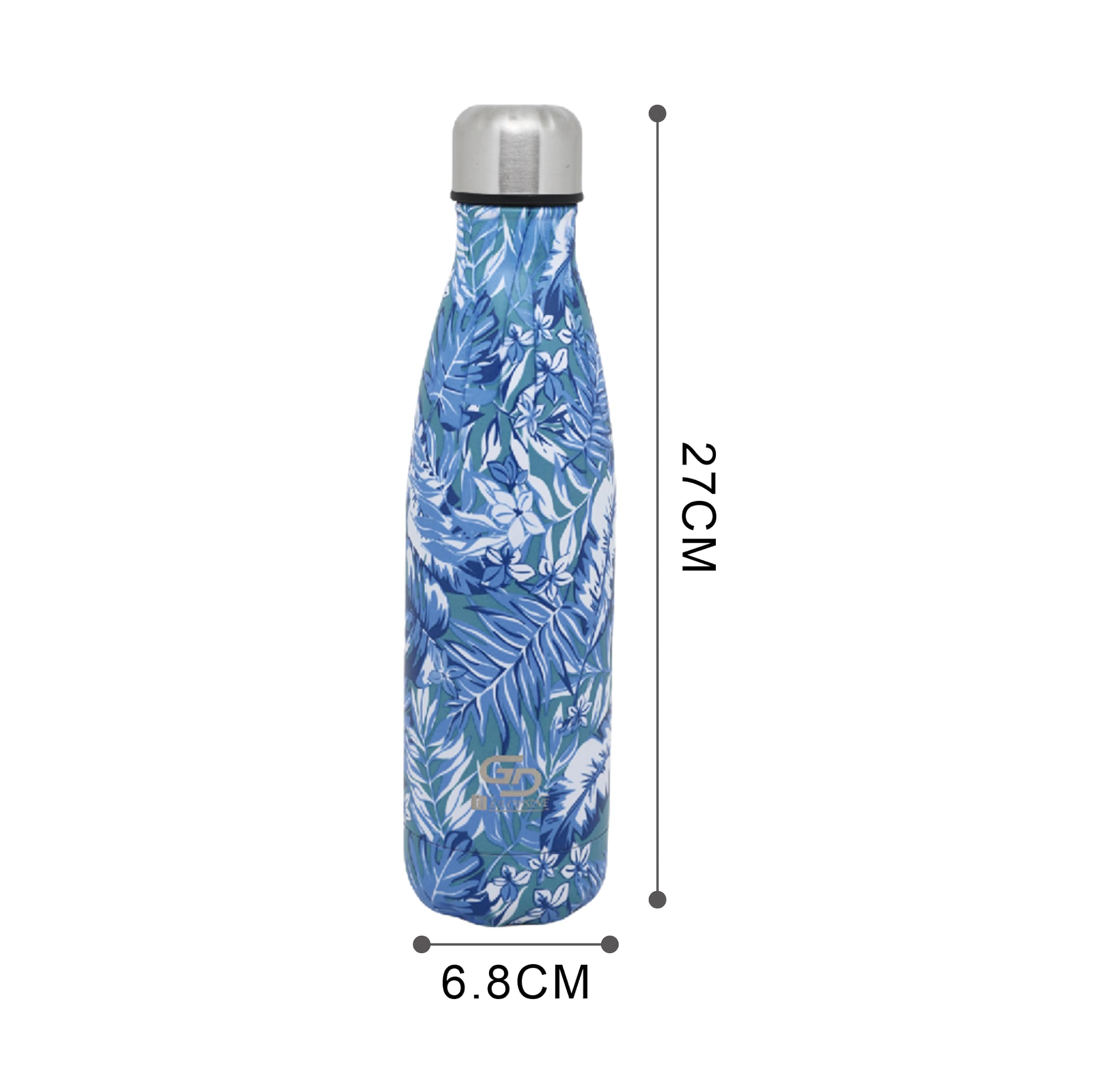 GD LOVES YOUR HOME Borraccia Termica 500 ml in Acciaio Inox 304 – Doppia Parete (caldo 8h / freddo 24h), tappo ermetico, riutilizzabile senza BPA – Fantasie Tropical