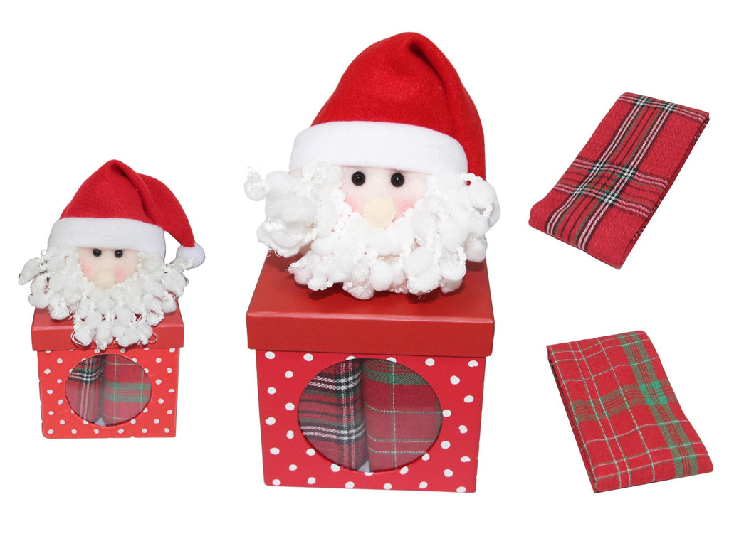 GD LOVES XMAS Scatola Regalo Natalizia con Tovaglietta – Pupazzo di Babbo Natale, Renna o Pupazzo di Neve – Idea Regalo e Decorazione Tavola per le Feste
