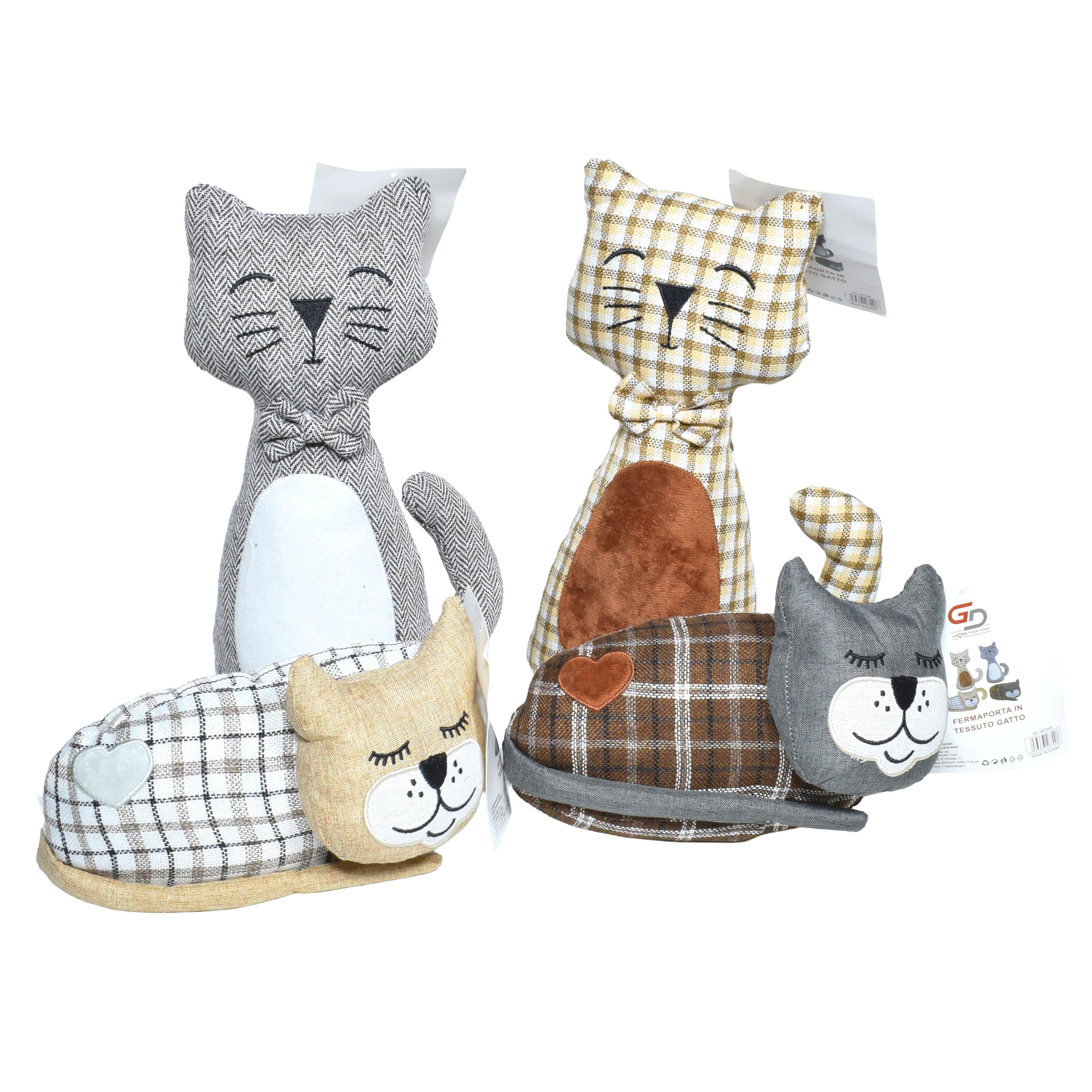 GD LOVES YOUR HOME Fermaporta a Gatto Pesante – 4 Modelli (seduto/coricato) in tessuto zavorrato, fondo soft anti-graffio – fermaporta decorativo per interni