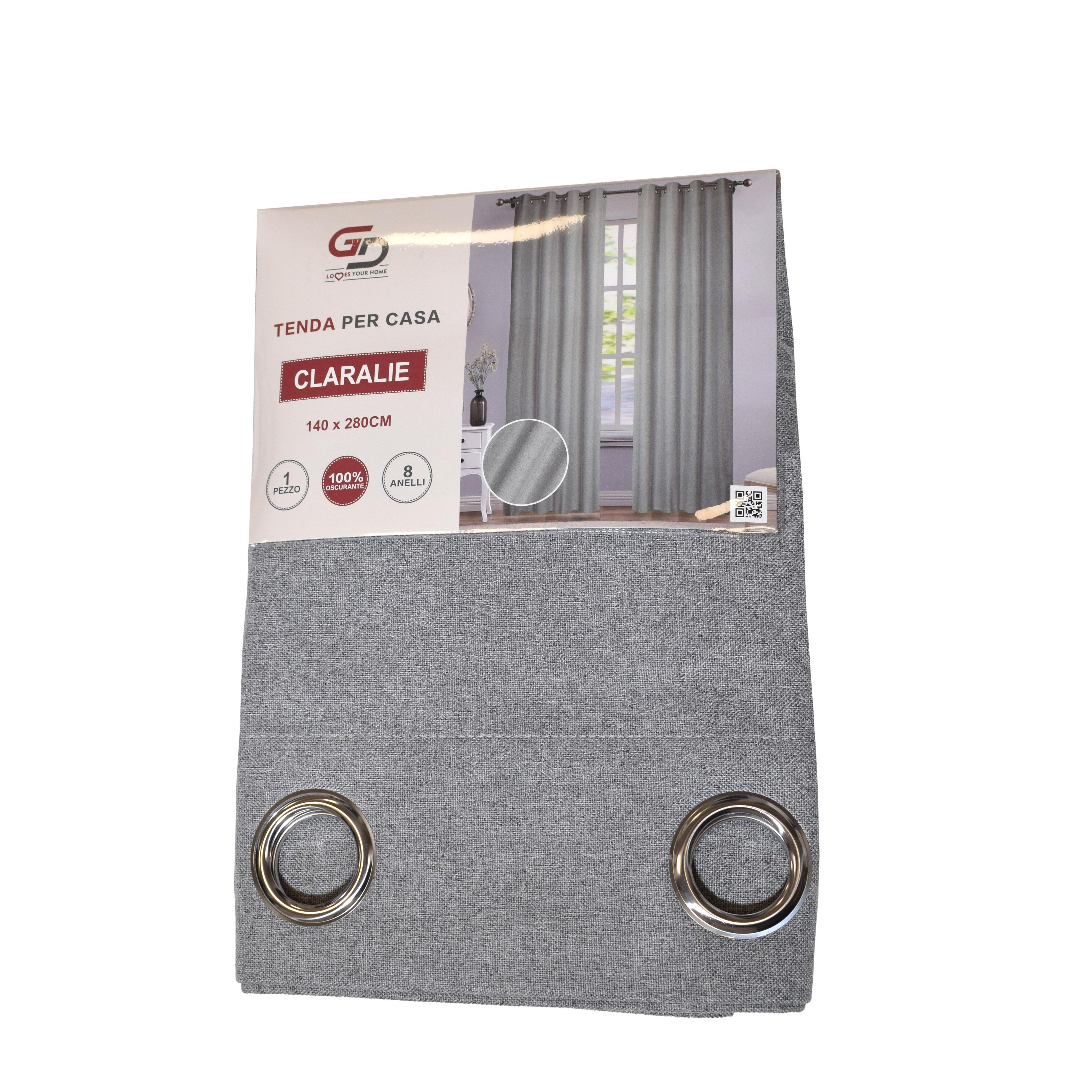 GD LOVES YOUR HOME Tenda Oscurante CLARALIE, Tessuto Effetto Lino a Doppio Strato, 140x280 cm, con Anelli in Acciaio Inox – Ideale per Soggiorno, Camera da Letto e Studio - 1 Pezzo