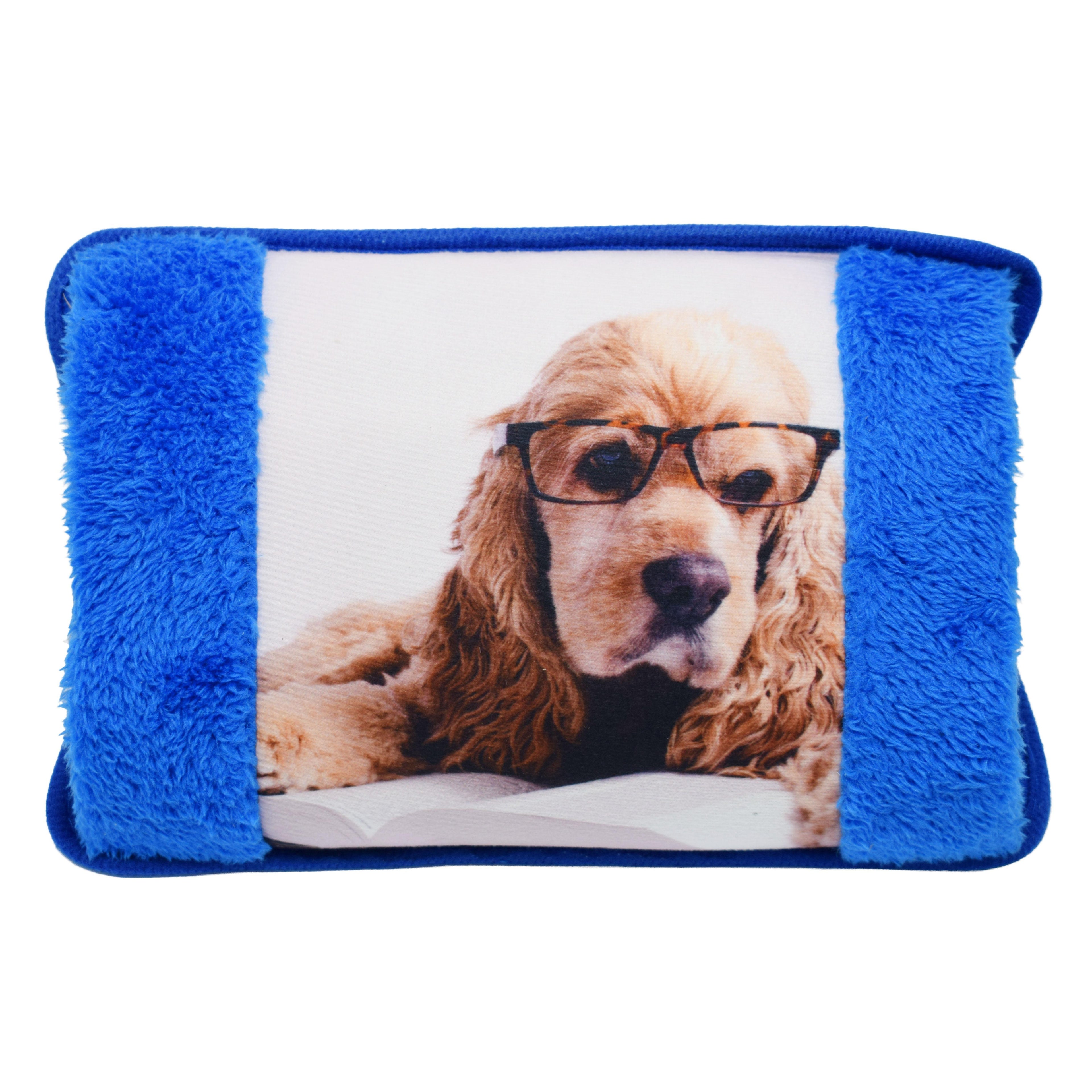 Cane Intellettuale Borsa Acqua Calda Elettrica Morbida con Stampa Cane con Occhiali che Legge – Ricaricabile, Portatile, per Mani e Piedi, Ideale per Relax e Regalo