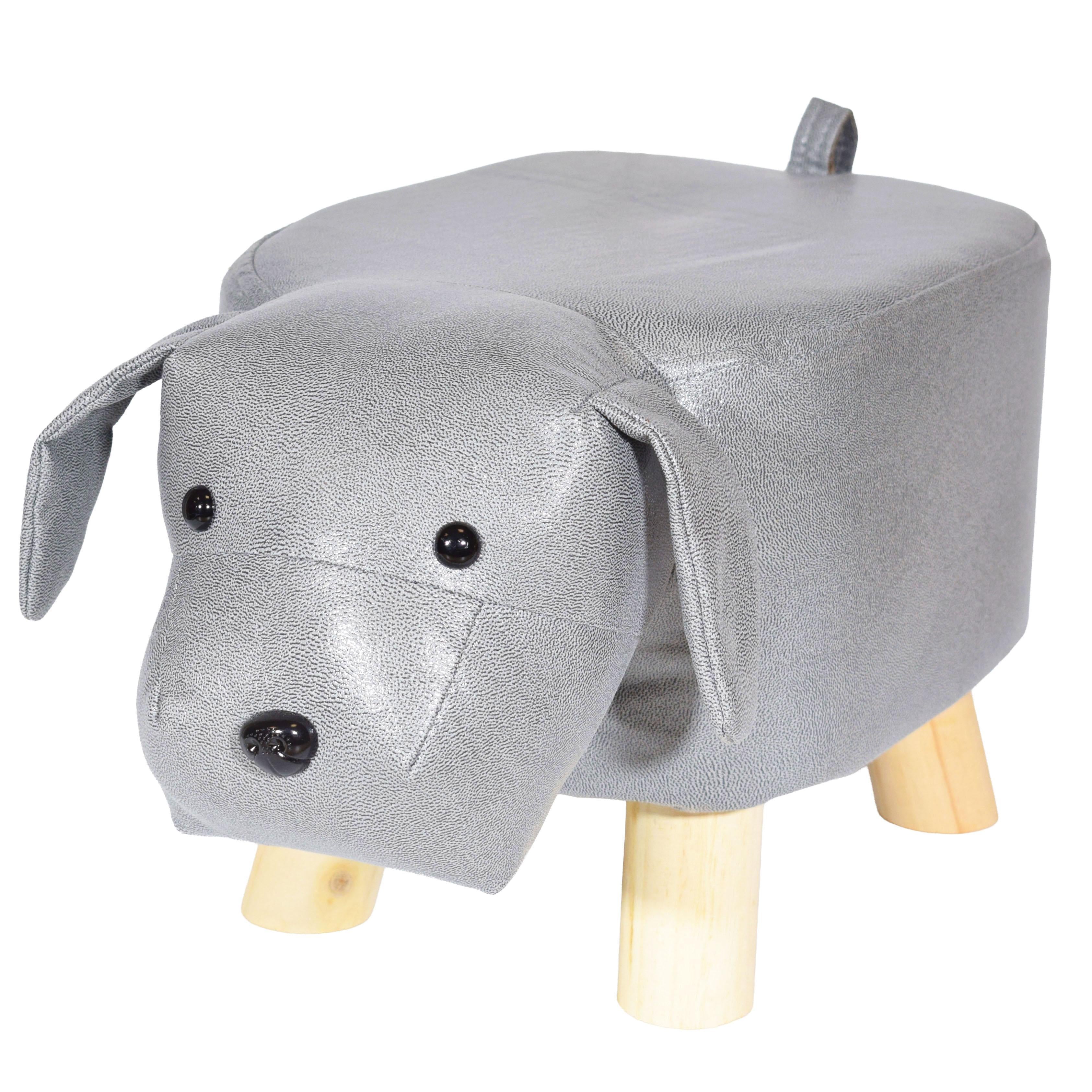 GD LOVES YOUR HOME Pouf Cagnolino H25 cm con gambe in legno | Sgabello animaletto imbottito, ideale come poggiapiedi e decoro per cameretta o salotto – 40 × 25 × H25 cm – 4 colori: Caffè, Grigio Chiaro, Bianco panna, Blu petrolio